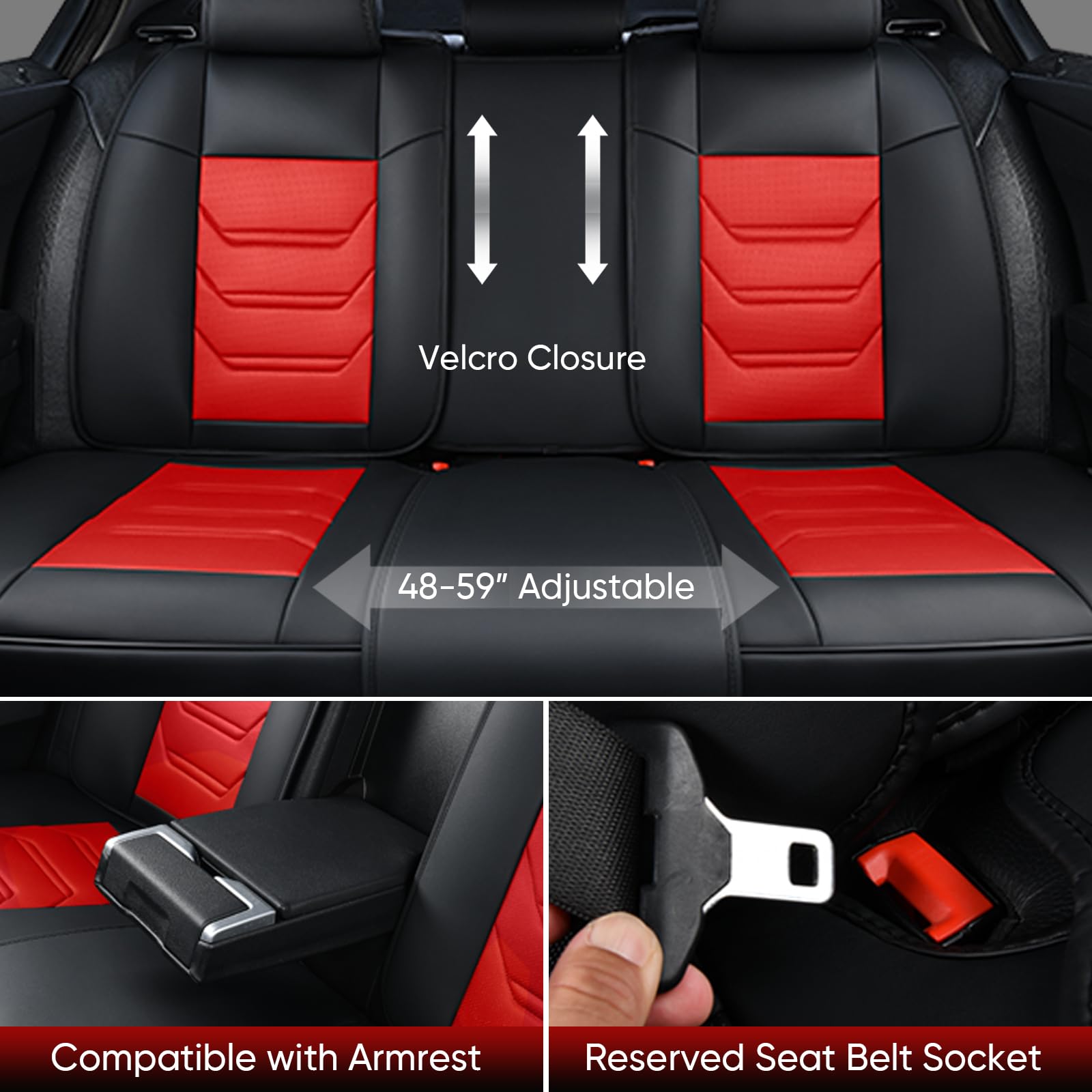 Car Seat Covers Full Set, Breathable Leather Automotive Front And Rear Seat Covers & Headrest For Reduce The Driving Fatigue, Co