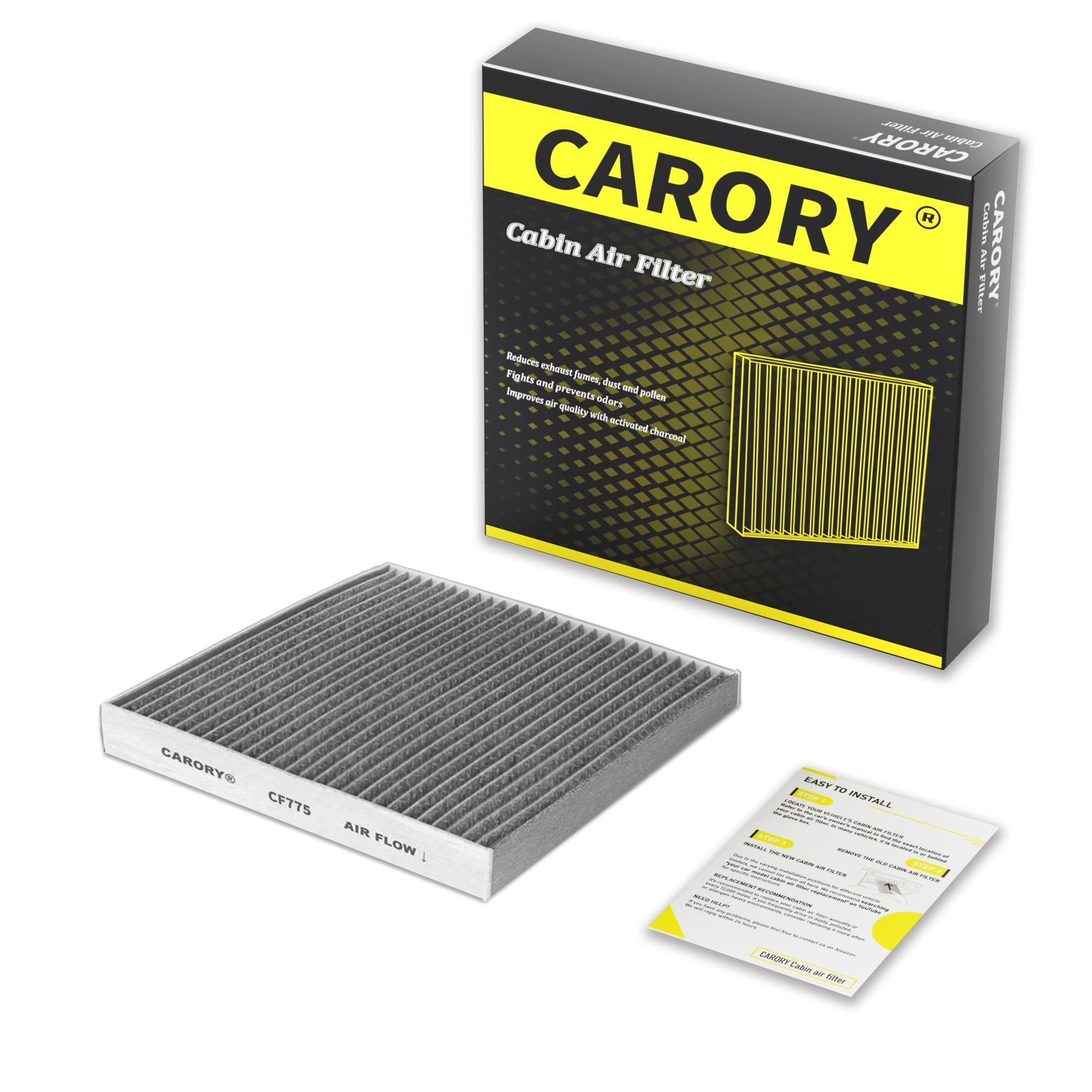 CARORY Cabin Air Filter w/Activated Carbon for Ford Edge 2015-2024, Fusion 2013-2020, Lincoln Continental 2017-2020, MKX 2016-20