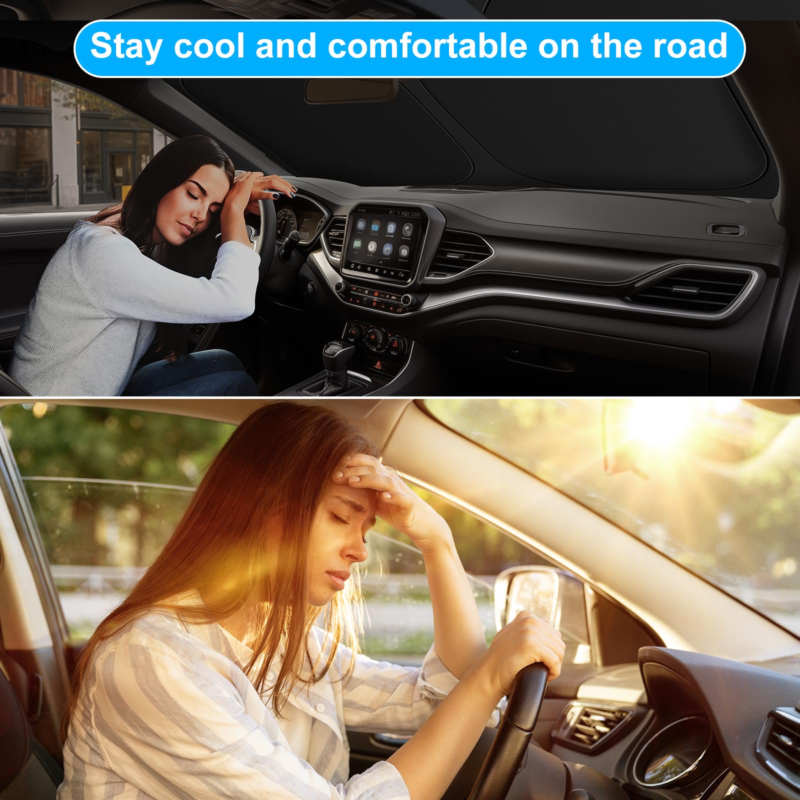 Shinehome Car Windshield Sun Shade Compatible For Jeep Cherokee 2014-2024 2025 Trailhawk, Overland, Limited, Latitude, Altitude