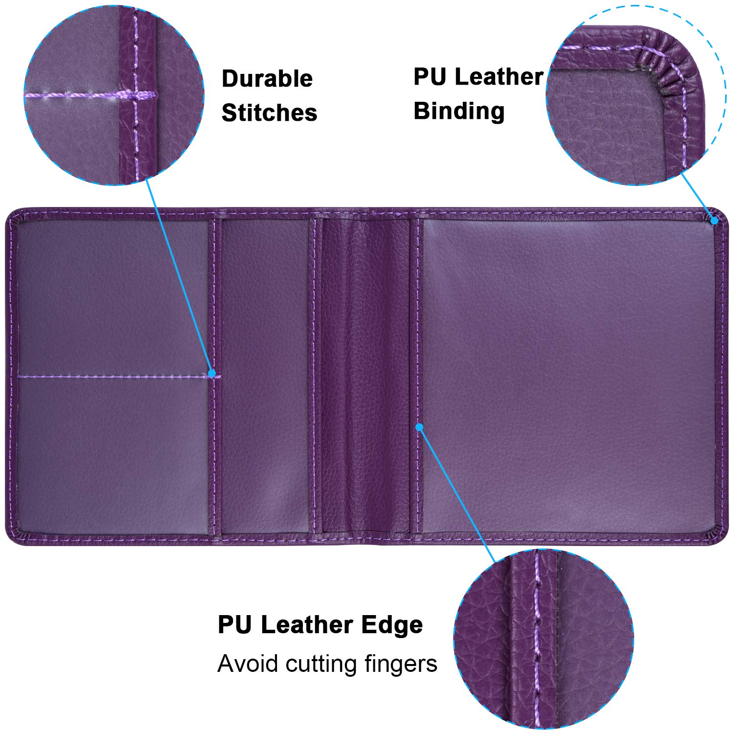 Wisdompro Car Registration And Insurance Holder - Premium Pu Leather Vehicle Glove Box Organizer For Document, License - Purple