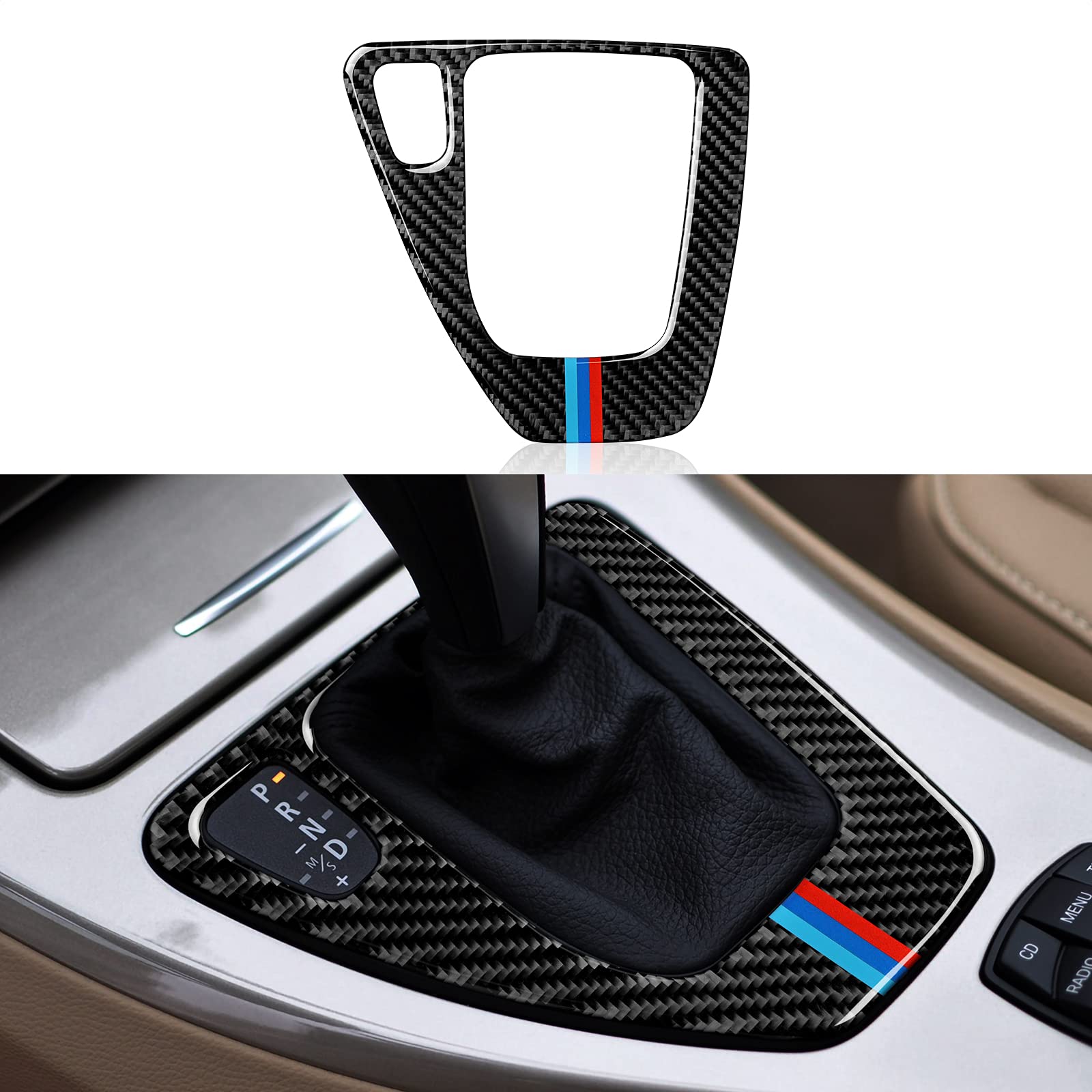 Car Gear Shift Panel Sticker Decal Carbon Fiber Trim Cover Fits For Bmw E90 E92 E93 2006 2007 2008 2009 2010 2011 Accessories