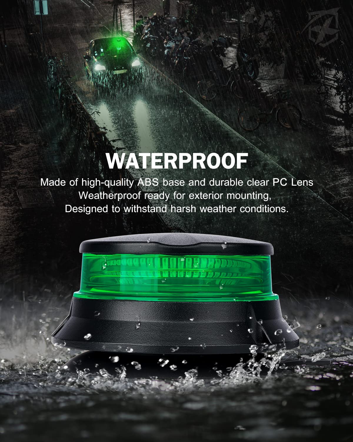 Xprite Green LED Rotating Beacon Light, 4.5Inch Super Bright Rooftop Flashing Safety Warning Strobe Light w/Magnetic for Construction Forklift Security Patrol Postal Law Enforcement Vehicles Trucks