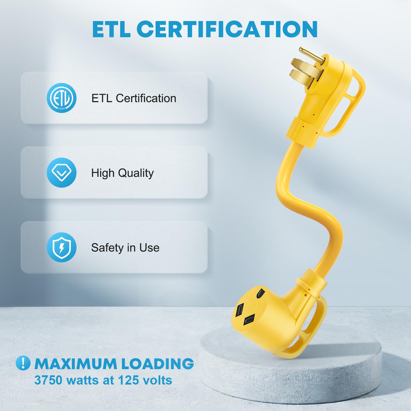 Kohree 50 Amp To 30 Amp Rv Adapter 18'', Heavy Duty Rv Dogbone Electrical Plug Adapter With Grip Handle, Nema 14-50P To Nema Tt-