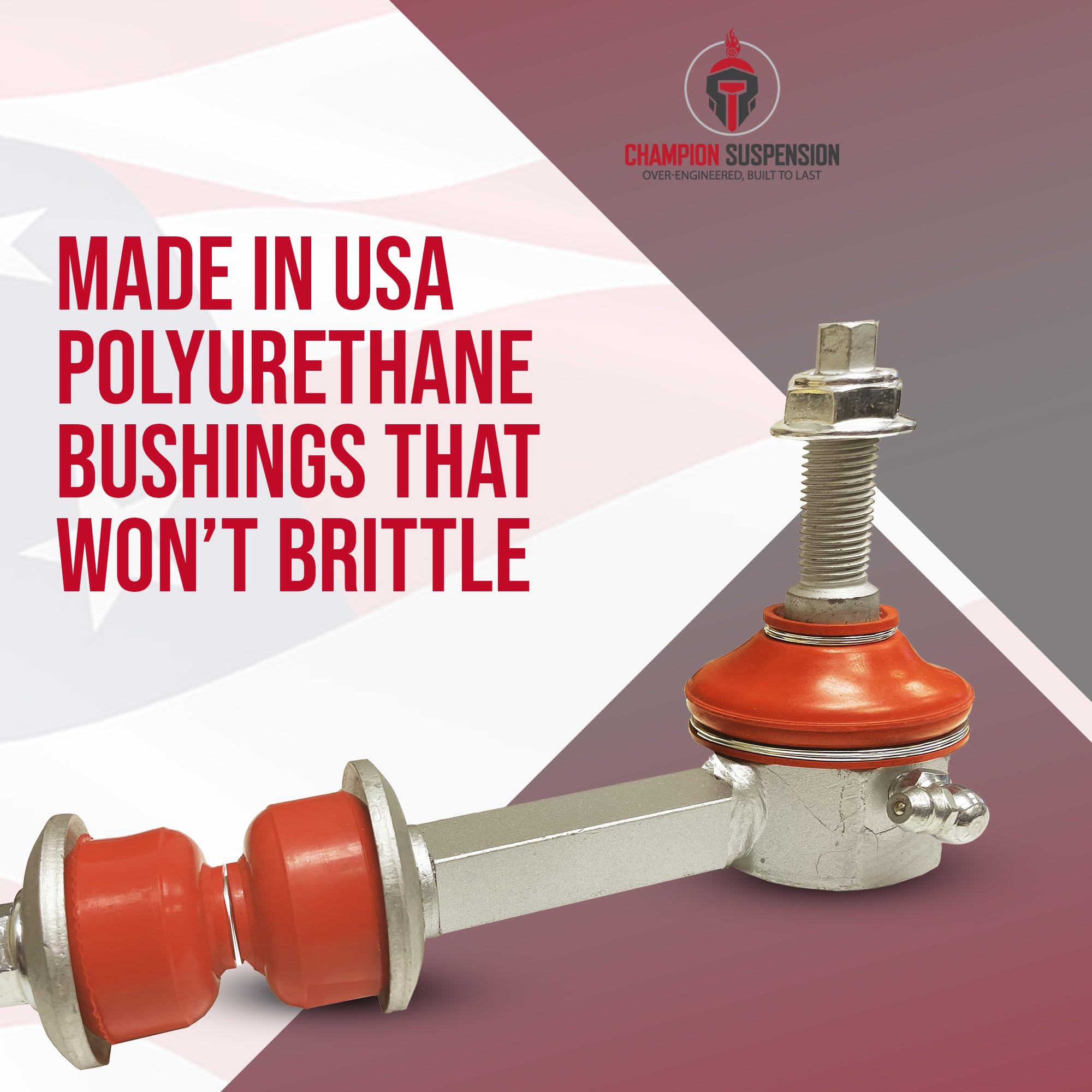 Champion Suspension 4Pc Front Sway Bar Stabilizer Code Red Extreme Link & Bushing Kit Fits Ram 1500 2006-2018, Ram Classic 2019-