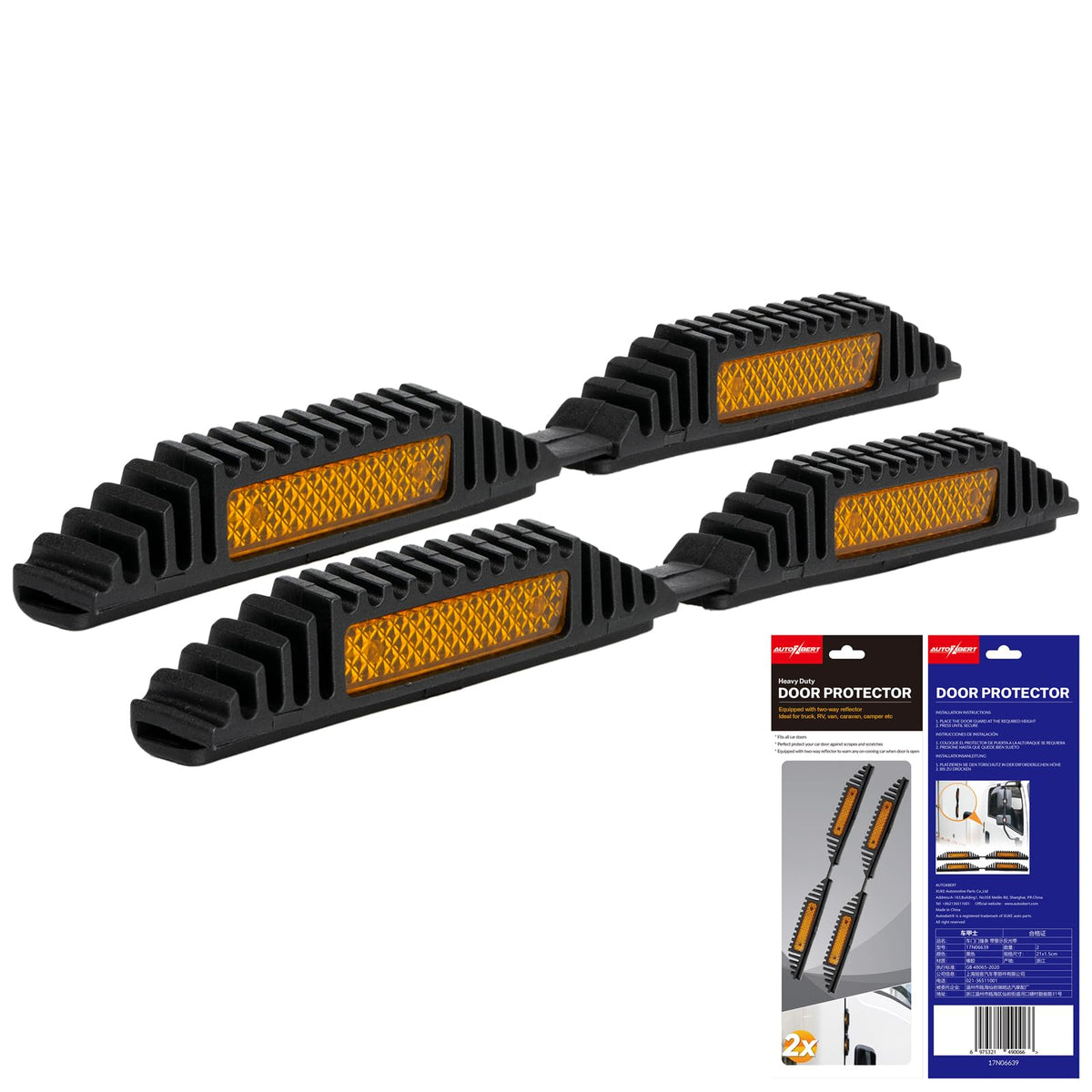 AUTOXBERT 2PCS Car Door Guard Protector Edge Strip Cover Reflectors Anti-Collision Sticker for Vans, Trucks, Pickups, RVs (Black