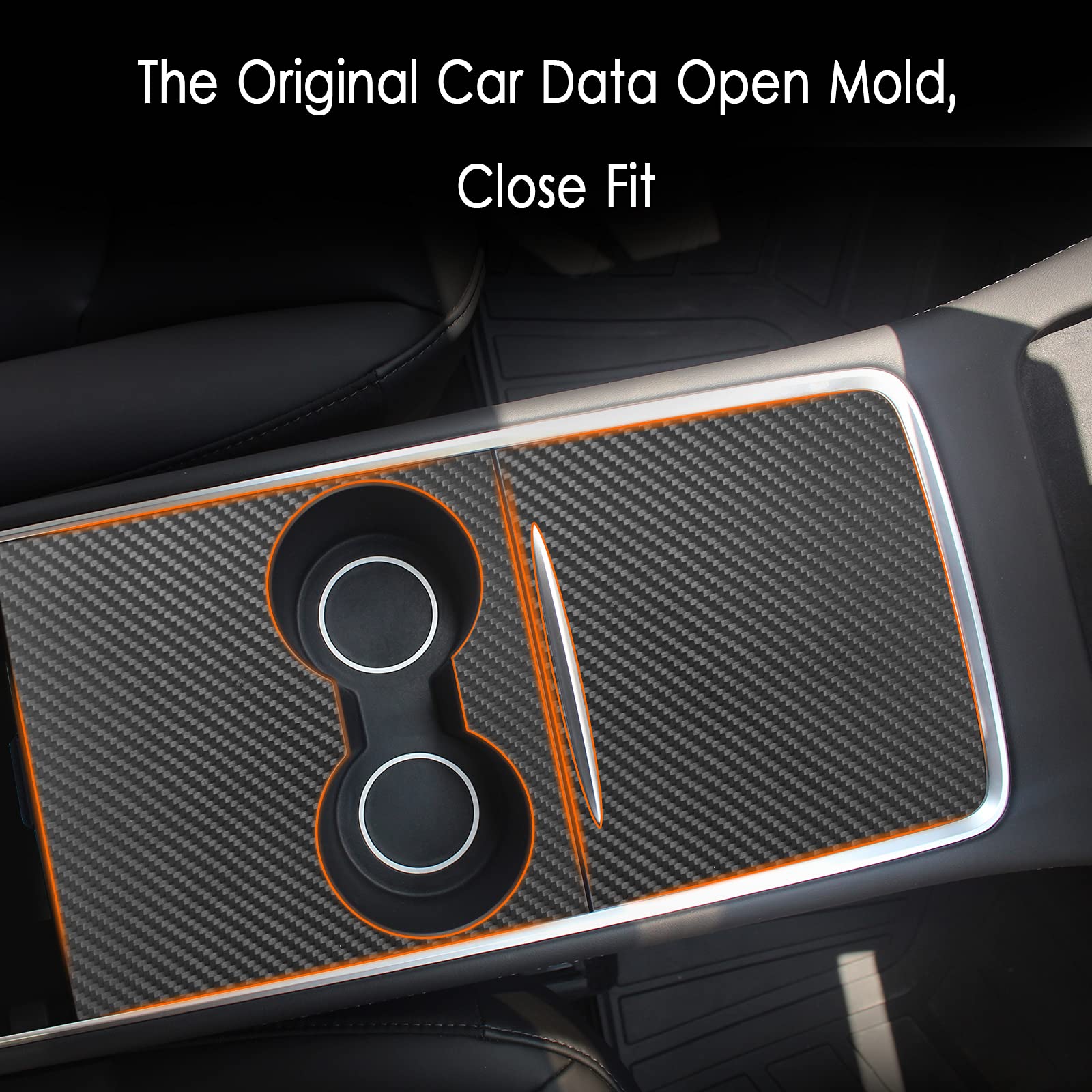 Farmogo Center Console Wrap Kit Carbon Fiber Console Cover Interior Decoration Wrap Kit Compatible With Tesla 2021-2025 Model Y & 2021-2023 Model 3 Tesla Accessories (Matte Carbon Fiber)