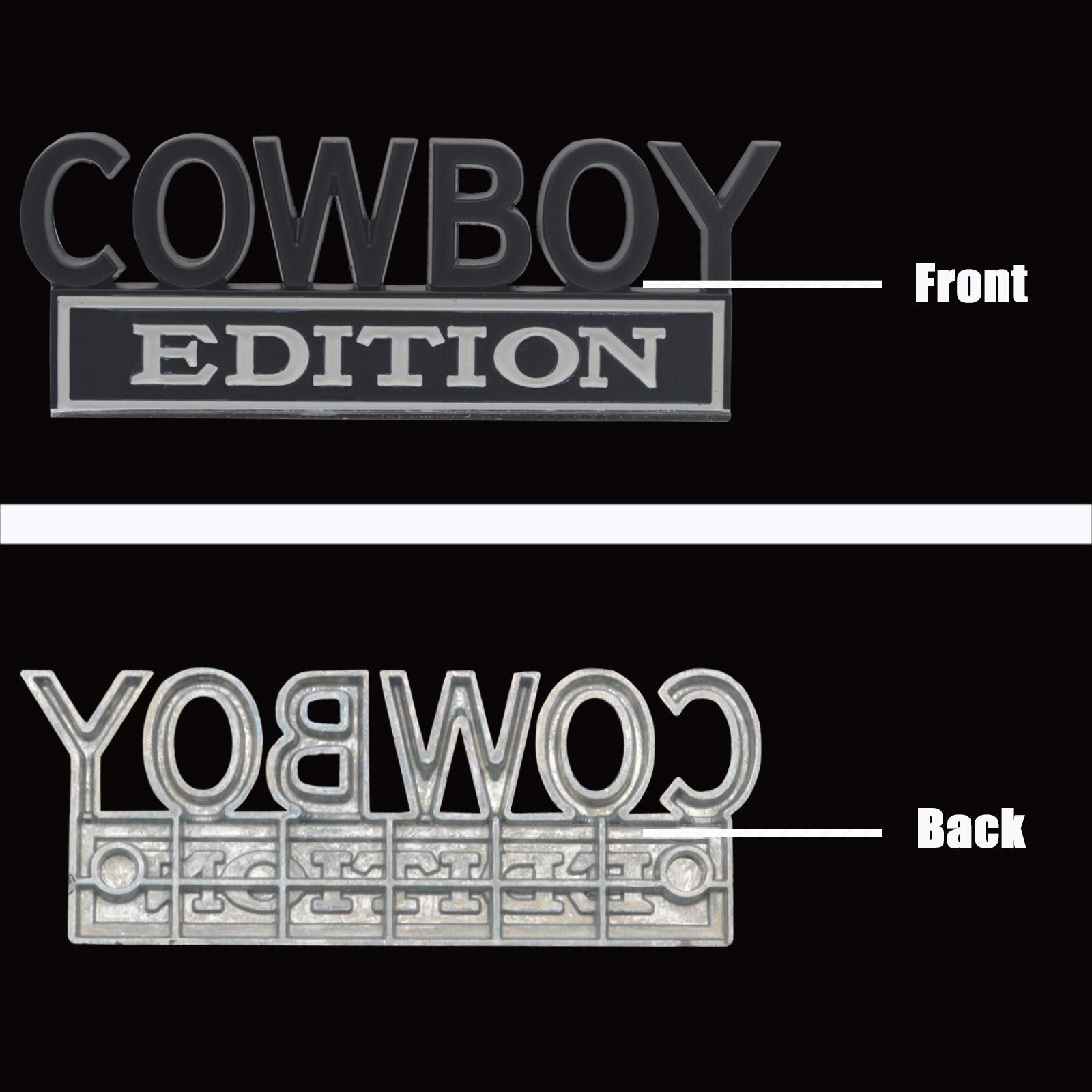 Geegeetop Universal Cow Boy Edition Emblem Sticker Replacement Car Truck Suv Compatible With Ford F150 Jeep Dodger Chevrolet Badge Tailgate Badge Front Grille Hood Trunk (Silver+Black)
