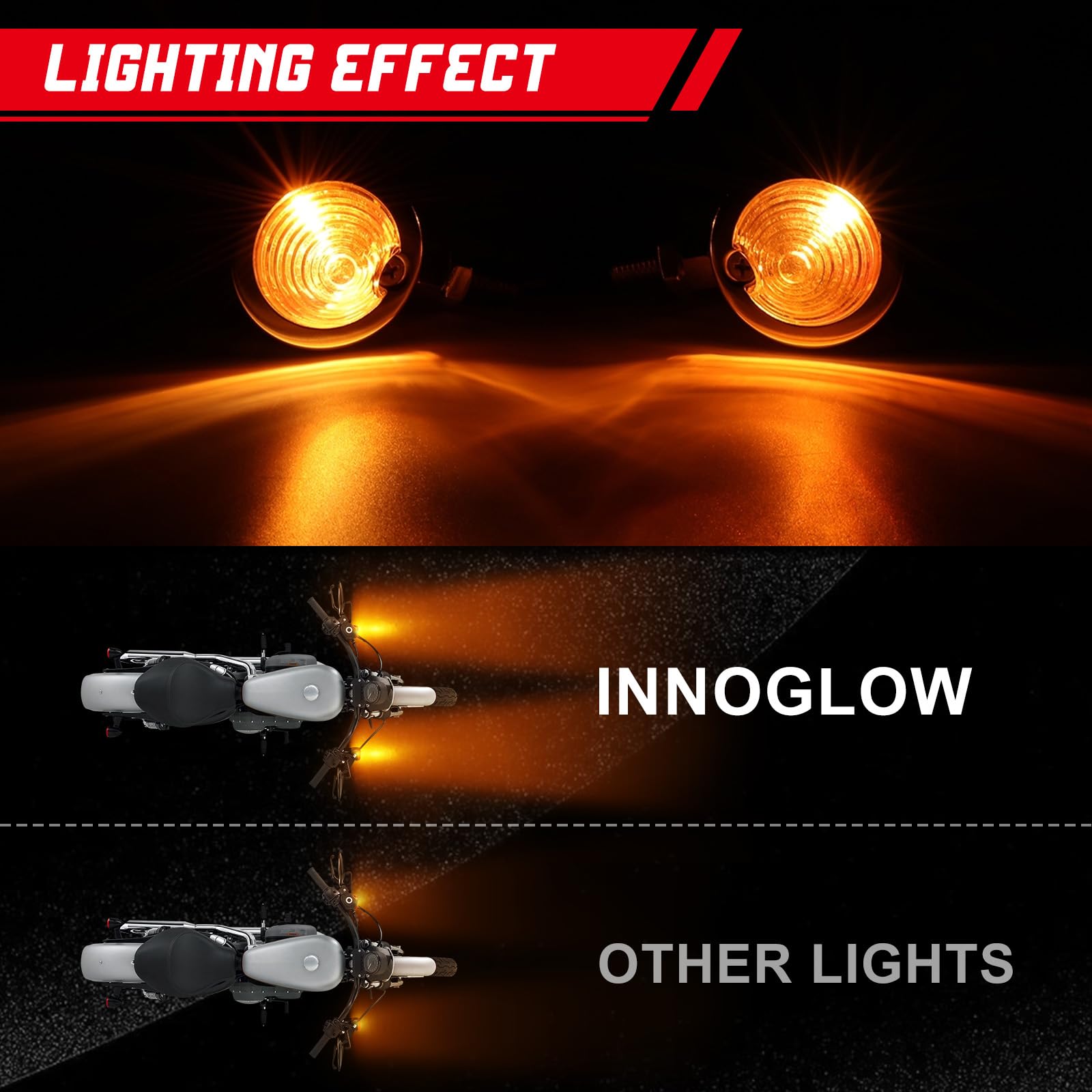 Innoglow Motorcycle Turn Signal Lights 2Pcs Bullet Front Rear Turn Signals Indicator Blinkers Amber Lights Fits For Harley Suzuk