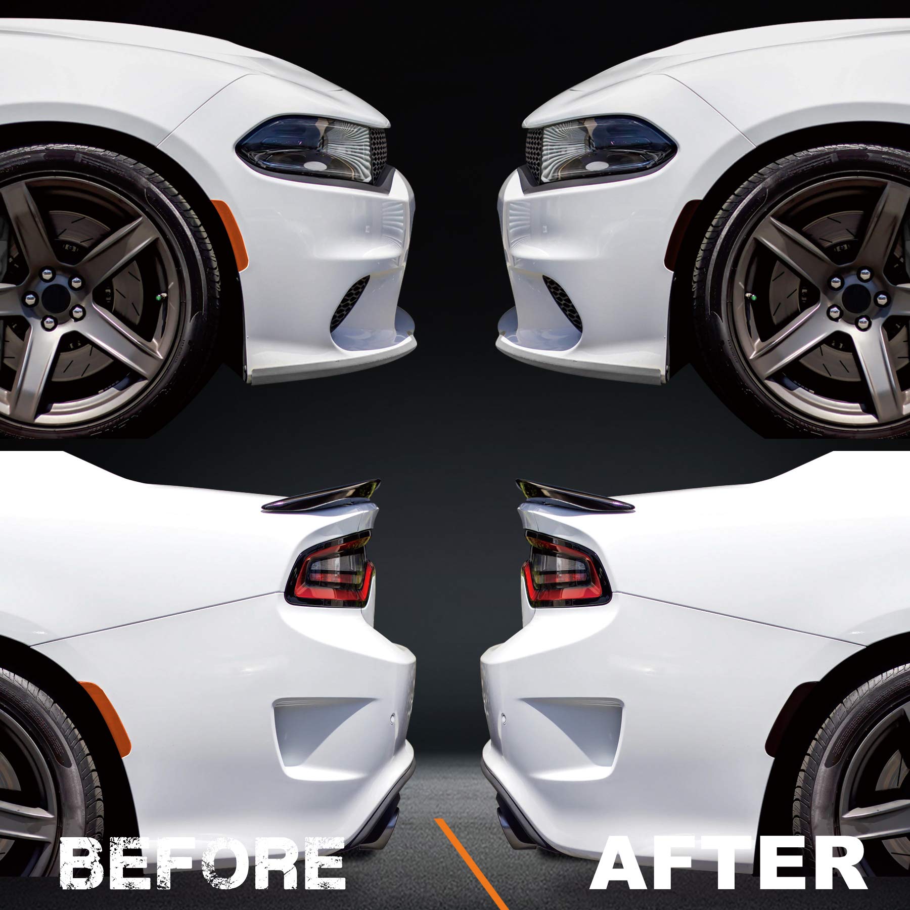 NDRUSH Black Smoked Taillight & Side Marker Vinyl Tint Film, Precut Overlay for Dodge Charger 2015-2021, Tail Light Wrap Cover