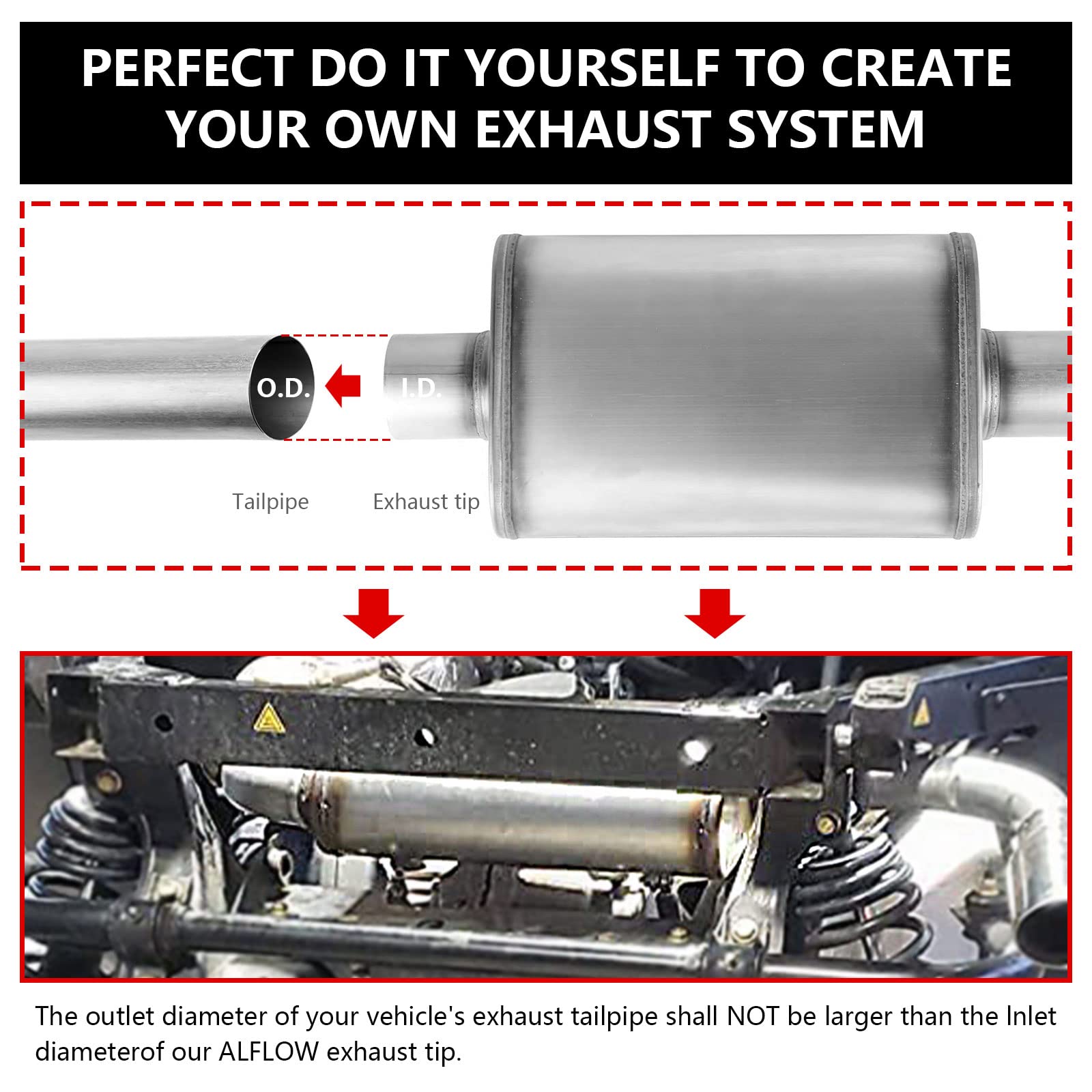 2.25 Inch Inlet/Outlet Exhaust Muffler, Straight-Through Chamber Performance Muffler Resonator With Universal Stainless Steel Fo