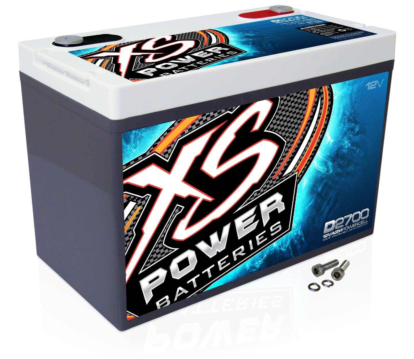 XS Power D2700 4300 Amp AGM Power Cell Car Audio Battery + Terminal Hardware
