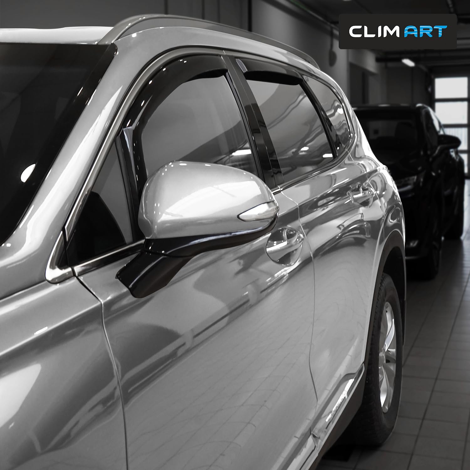 CLIM ART in-Channel Incredibly Durable Rain Guards for Hyundai Santa Fe 2019-2023, Original Window Deflectors, Vent Window Visor