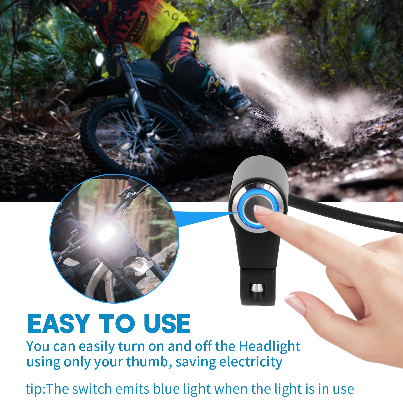 Alpha Rider Headlight Kill Switch kits for Talaria Sting R MX4 Plug and Play Help Save Battery with Blue led Halo and Plugs Head