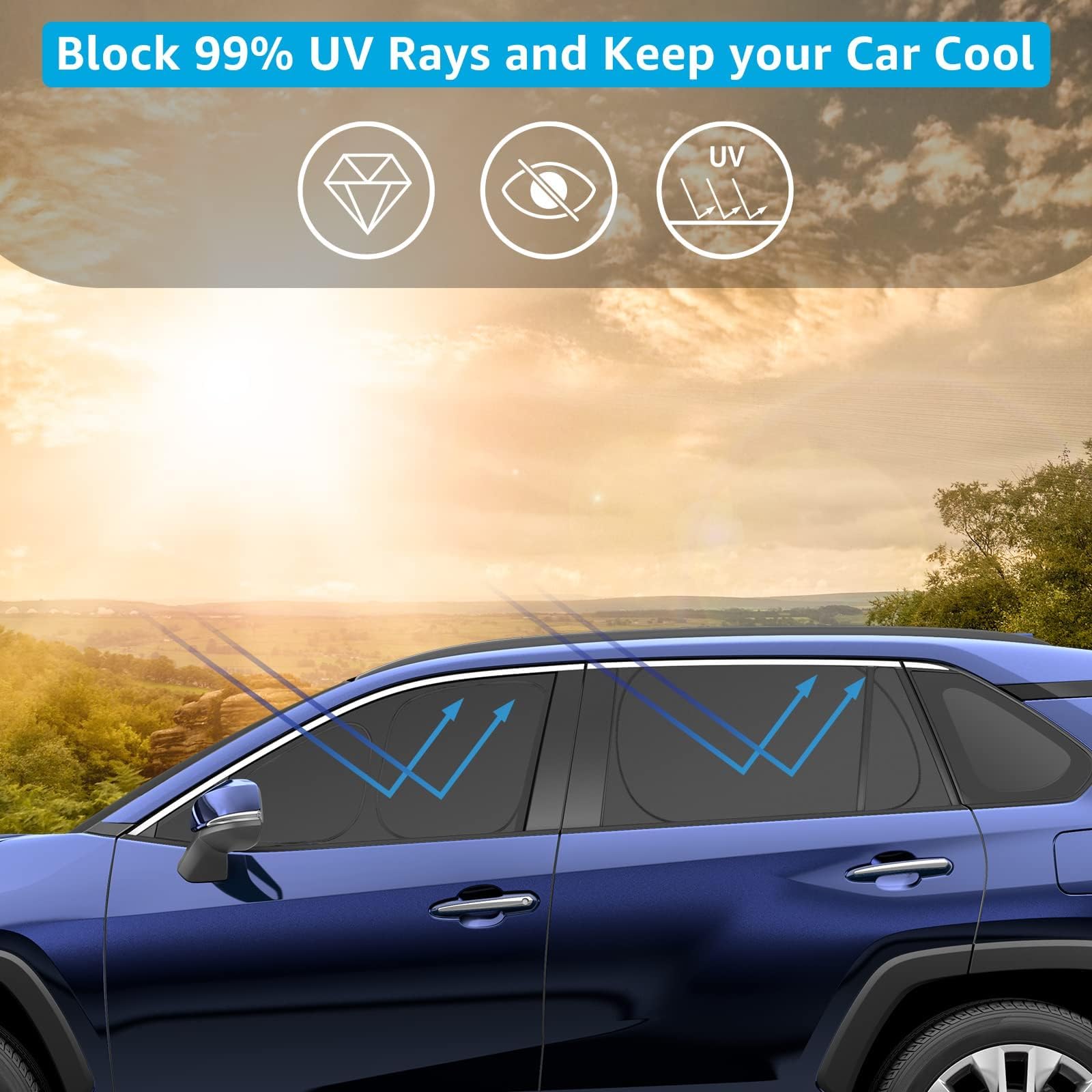 Proadsy 2025 Upgrade Window Shades For Rav4 2019-2024 2025 Side Windows Rear Windshield Triangular Window Sunshade For Baby/Camping Sun Uv Rays And Privacy Protection Set Of 7