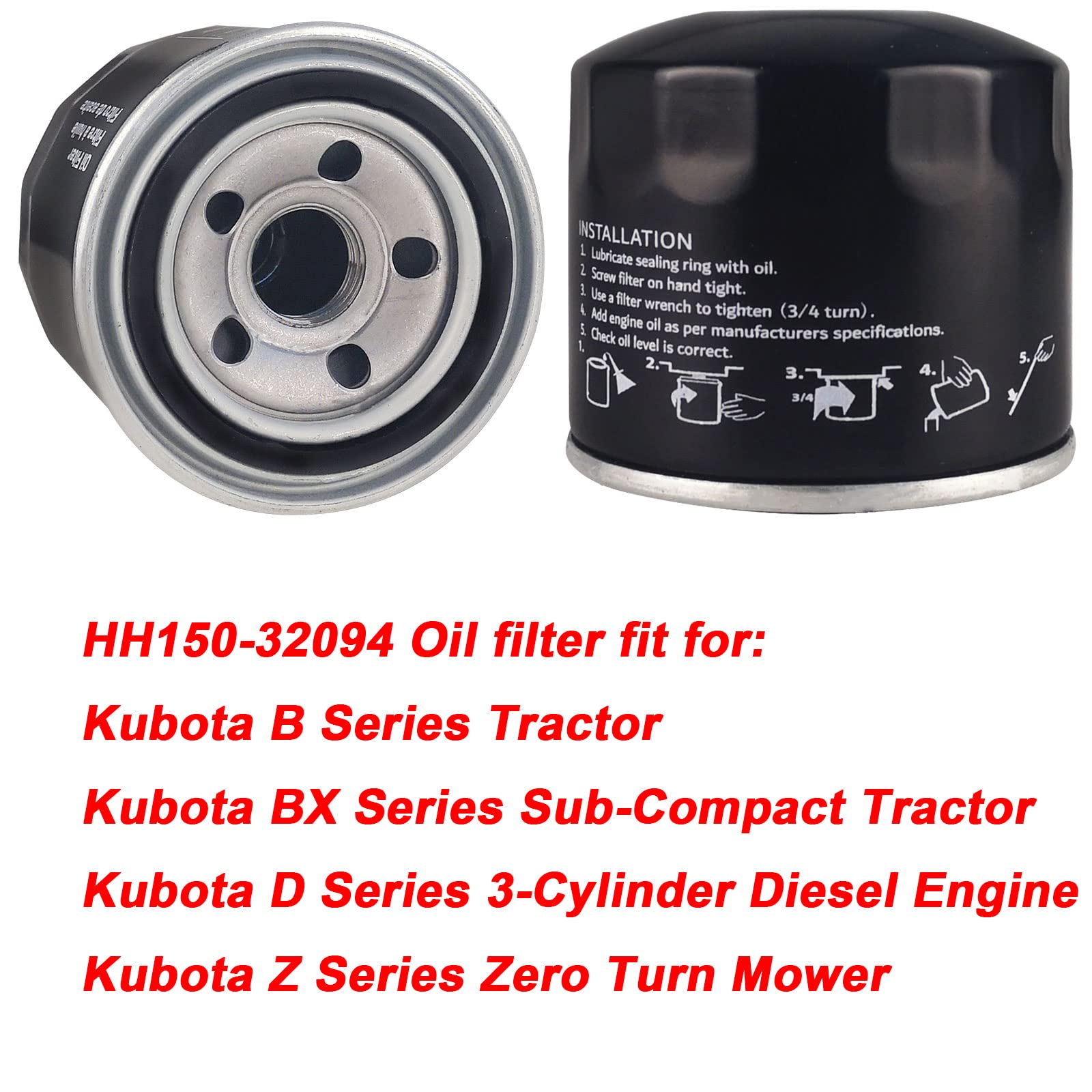Jvfnxpm HH150-32094 Oil Filter for Kubota BX2200D BX22D BX23D B20 B21 B26 ZD1211 ZD1211 ZD25 ZD28 ZD326 ZD331 ZG327 B5100 B5200