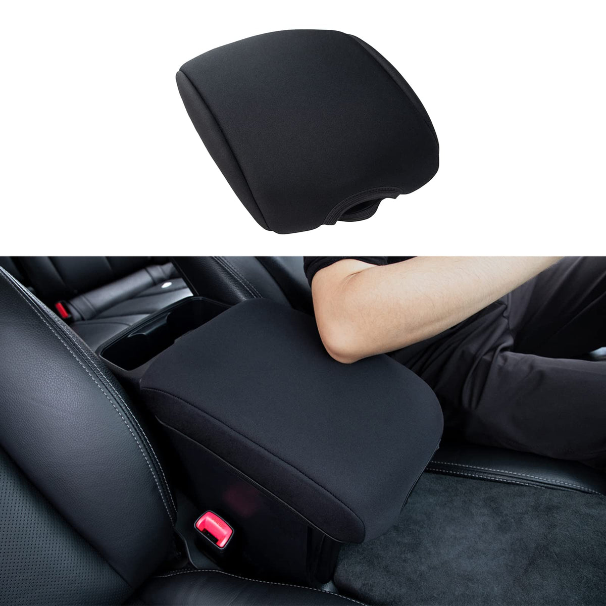 Jdmcar Compatible With Toyota Tacoma Accessories 2016-2022 2023 Center Console Armrest Cover,Customized Black Neoprene Center Co