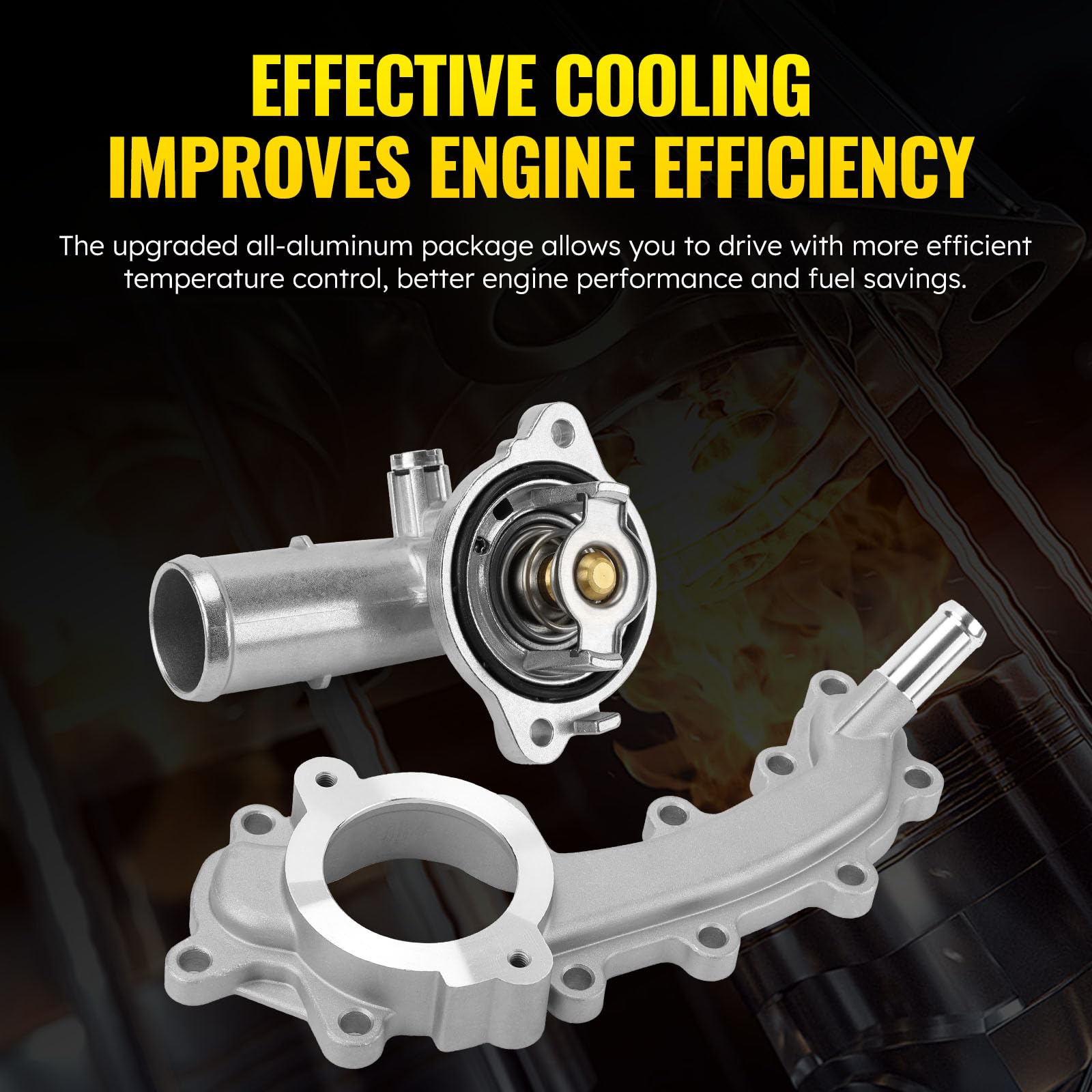 Upgrade Aluminium Thermostat Housing Assembly and Engine Coolant Crossover Water Outlet Pipe for Dodge Durango 2011-2015 Jeep Gr