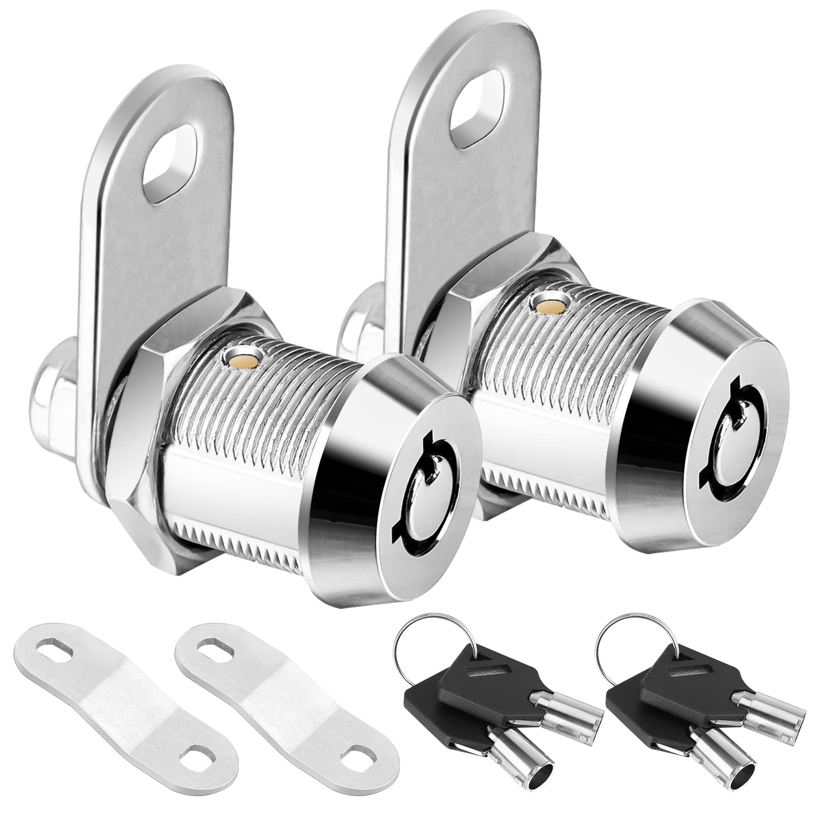 Pteromy 2 Pack Cabinet Lock With Keys, 5/8'' Heavy Duty Tubular Cam Lock For Rv Compartment Storage Locks, Full Set Of Rv Cam Lo
