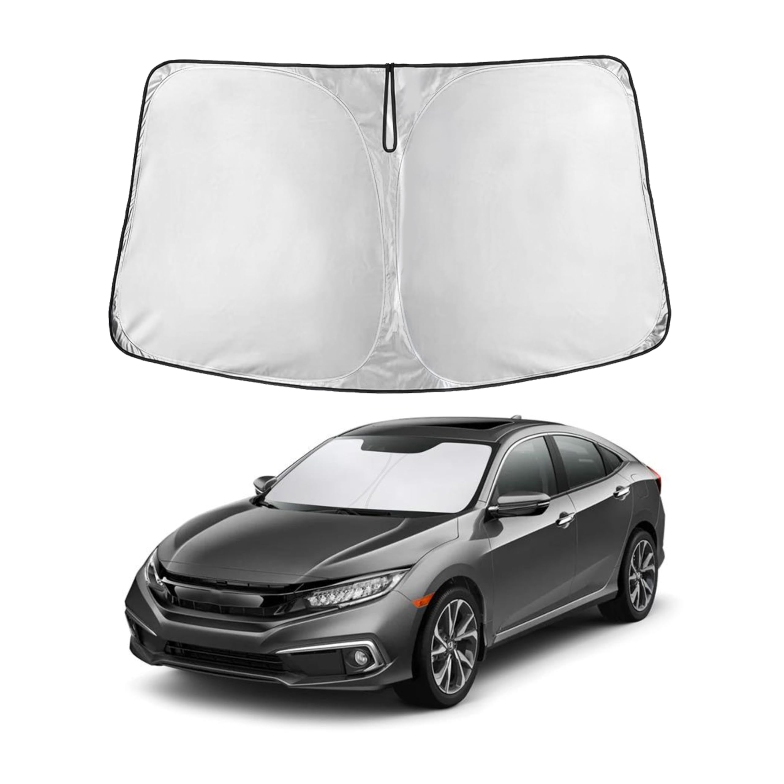 Honda Civic 2016-2021 Car Windshield Sunshade - Econour 240T Polyester Material Car Sun Visor - Reflector Blocks Uv Rays - Folda