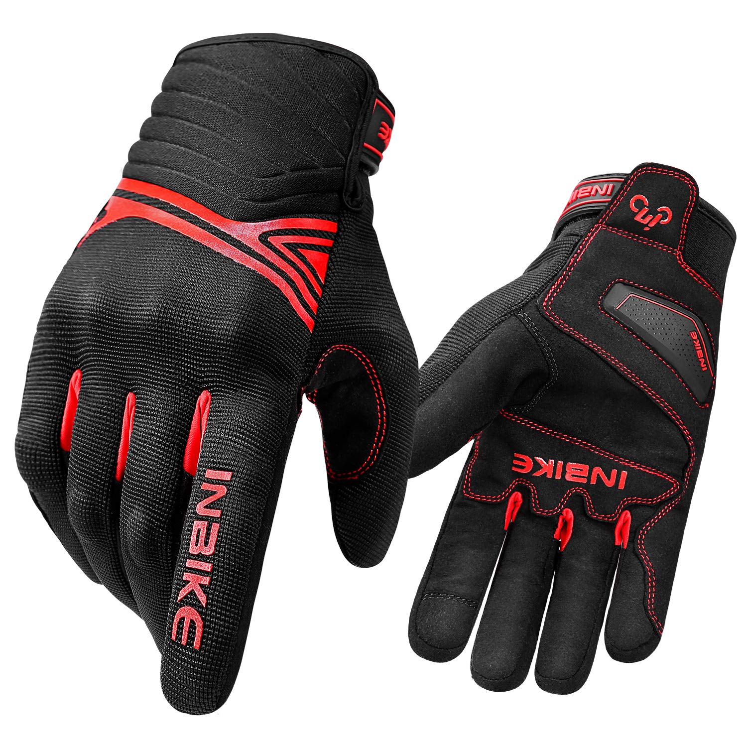 Inbike Waterproof Winter Motorcycle Gloves Thermal Fleece Touchscreen With Tpr Palm Pad Cushioning Hard Knuckle Black Medium