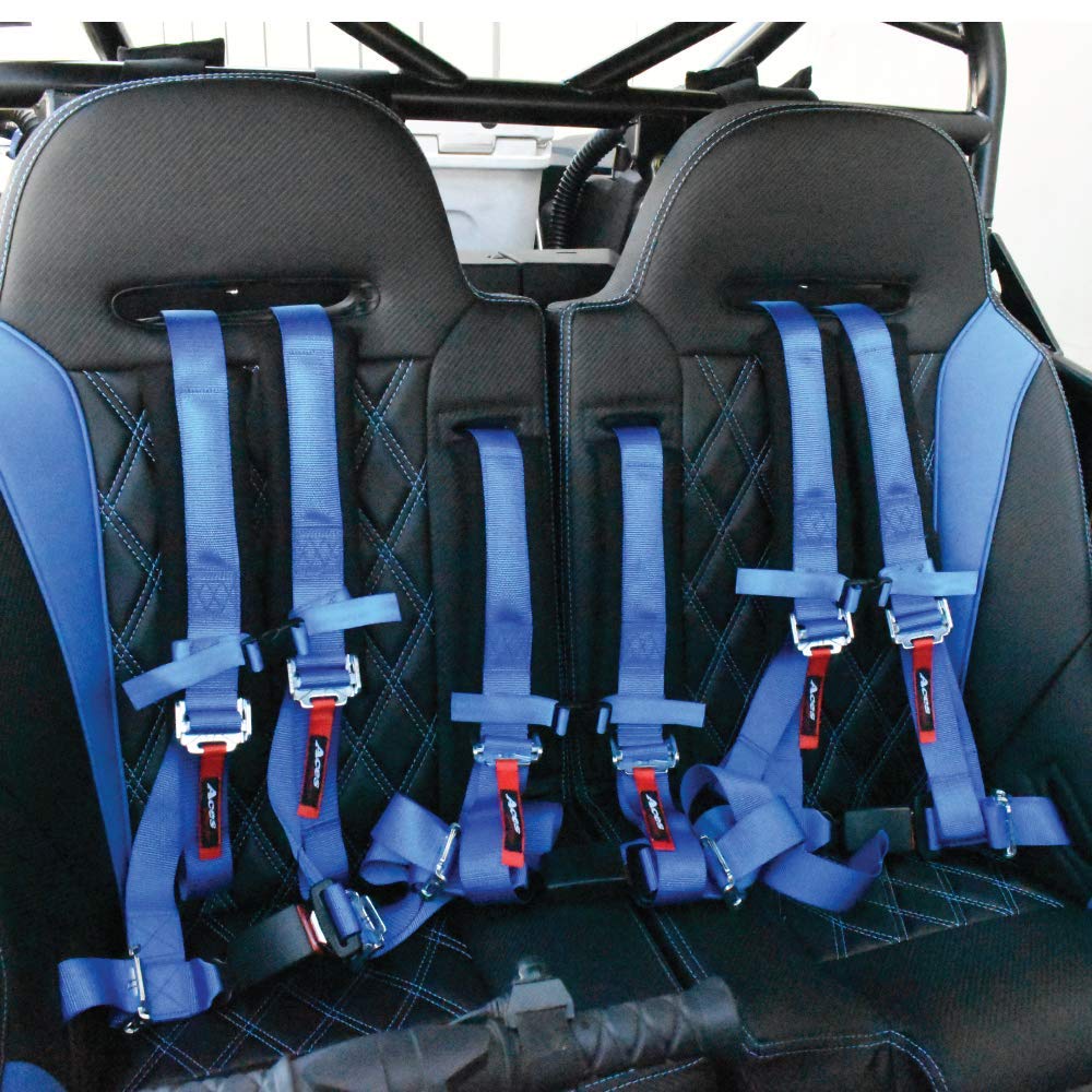 Aces Racing Polaris RZR Suspension Seats - Vinyl Front/Rear Bench Seat, Blue (Apex)
