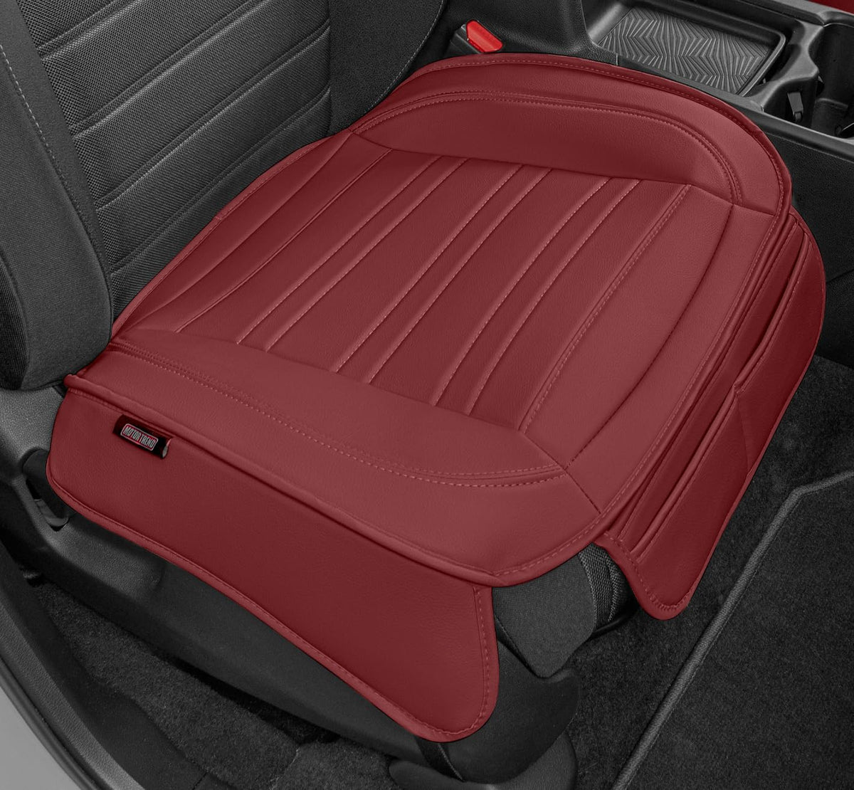 Motor Trend Seat Cover For Cars Trucks Suv, Faux Leather Burgundy Padded Car Seat Cover With Storage Pockets, Premium Interior A