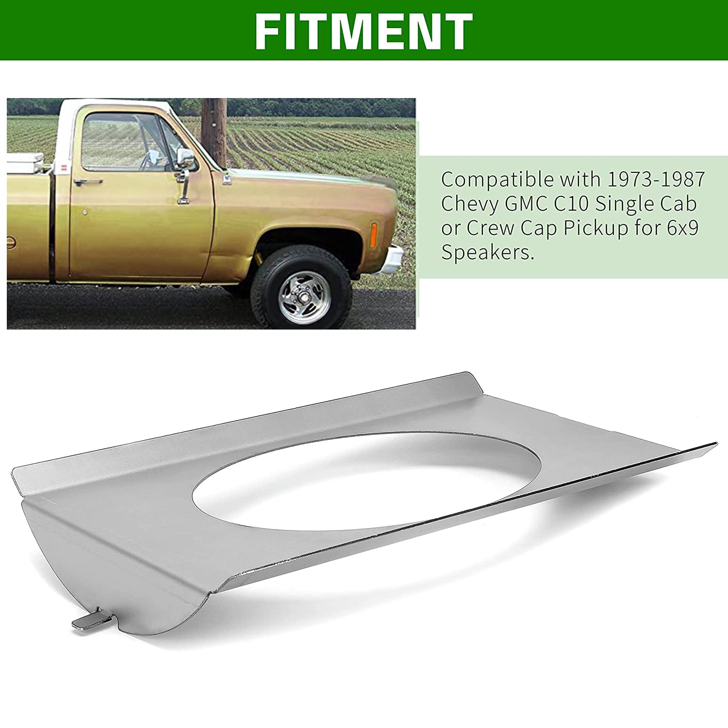 Ecotric Behind Seat Speaker Brackets Square Body Replacement Compatible With 1973-1987 Chevy/Gmc C10 Single Cab Or Crew Cap Pick