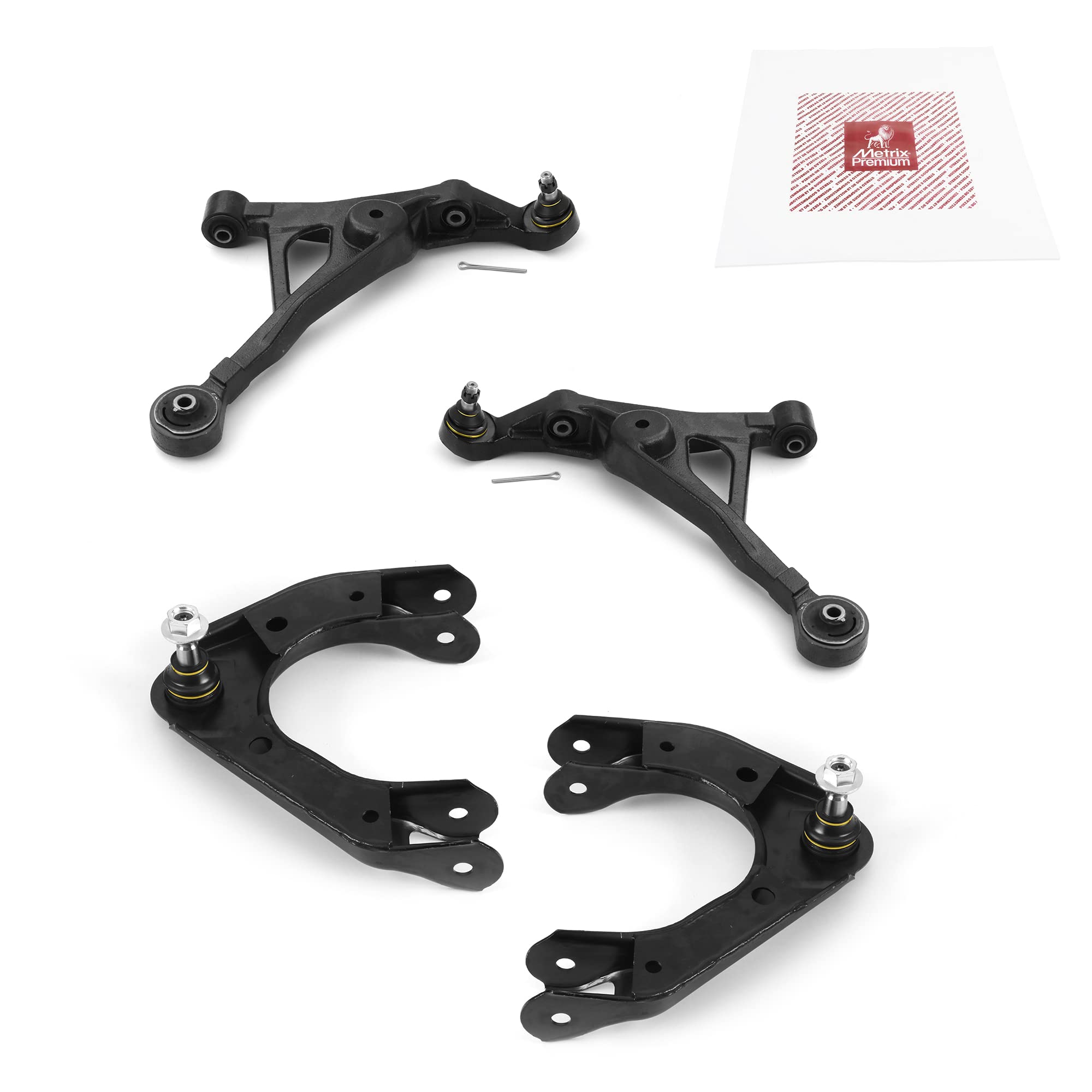 Metrix Premium Chassis Parts - 4 Pc Front Lower & Front Upper Control Arm Kit Fits 98-00 Chrysler Cirrus, 96-00 Plymouth Breeze,