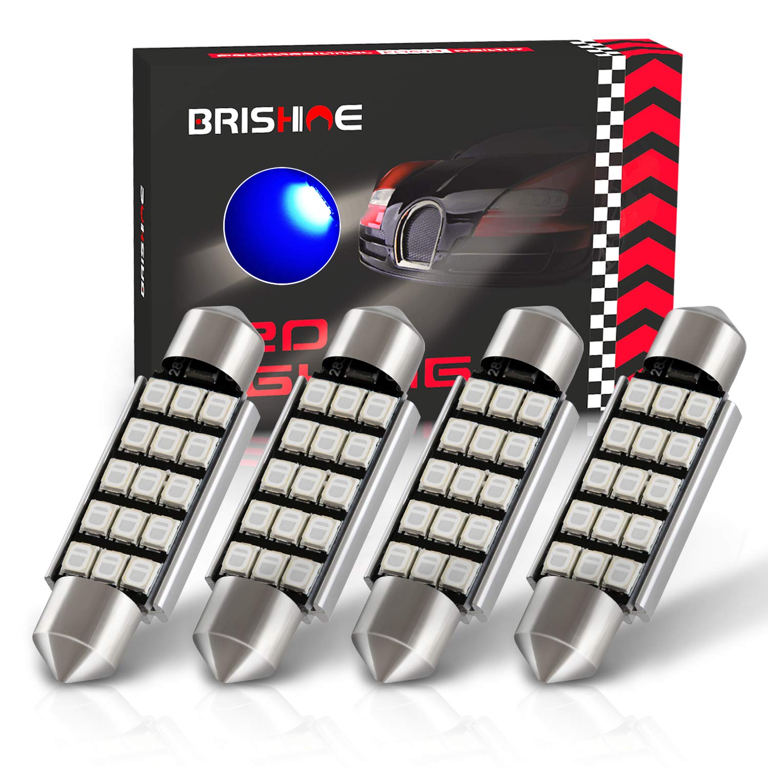 Brishine 578 211-2 Led Bulbs, Super Bright Ultra Blue 2835 Chipsets Canbus Error Free 41Mm 42Mm 1.72    Festoon 212-2 569 Led Bu