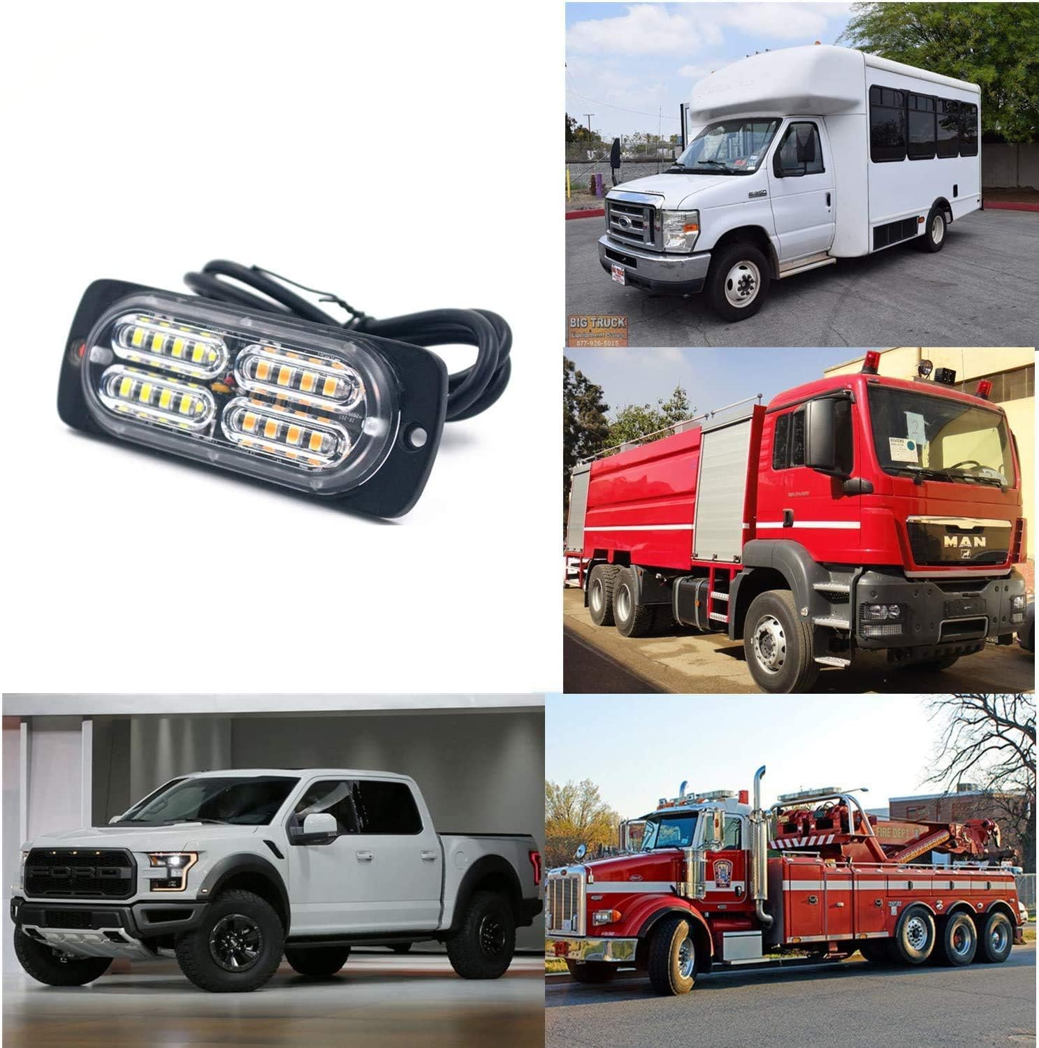 Ease2U E 12-24V 24-Led Super Bright Emergency Warning Caution Hazard Construction Waterproof Amber Strobe Light Bar With 32 Diff