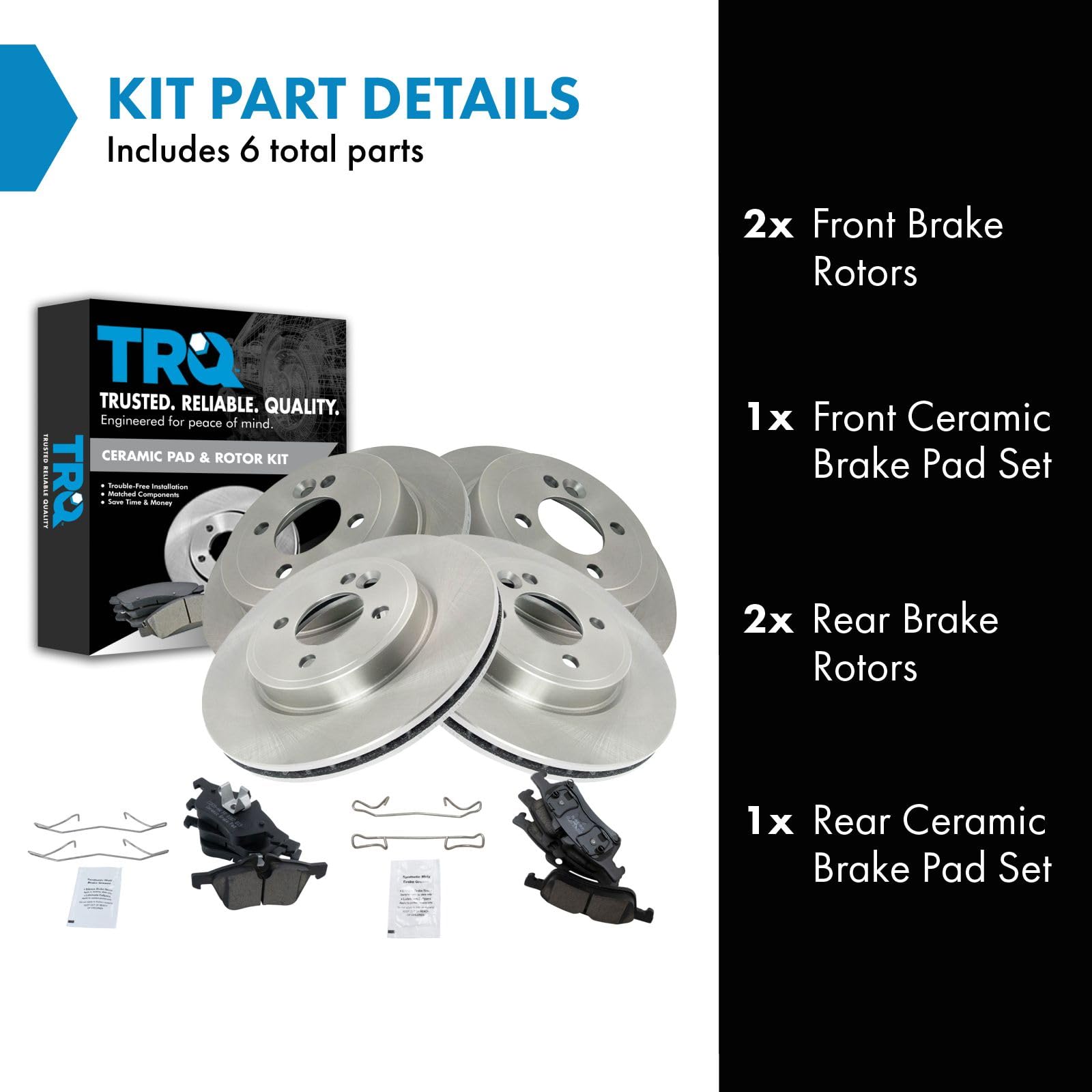 Trq Front And Rear Brake Pad & Rotor Kit Brake Pads Brake Rotor Ceramic Compatible With 2002-2006 Mini Cooper