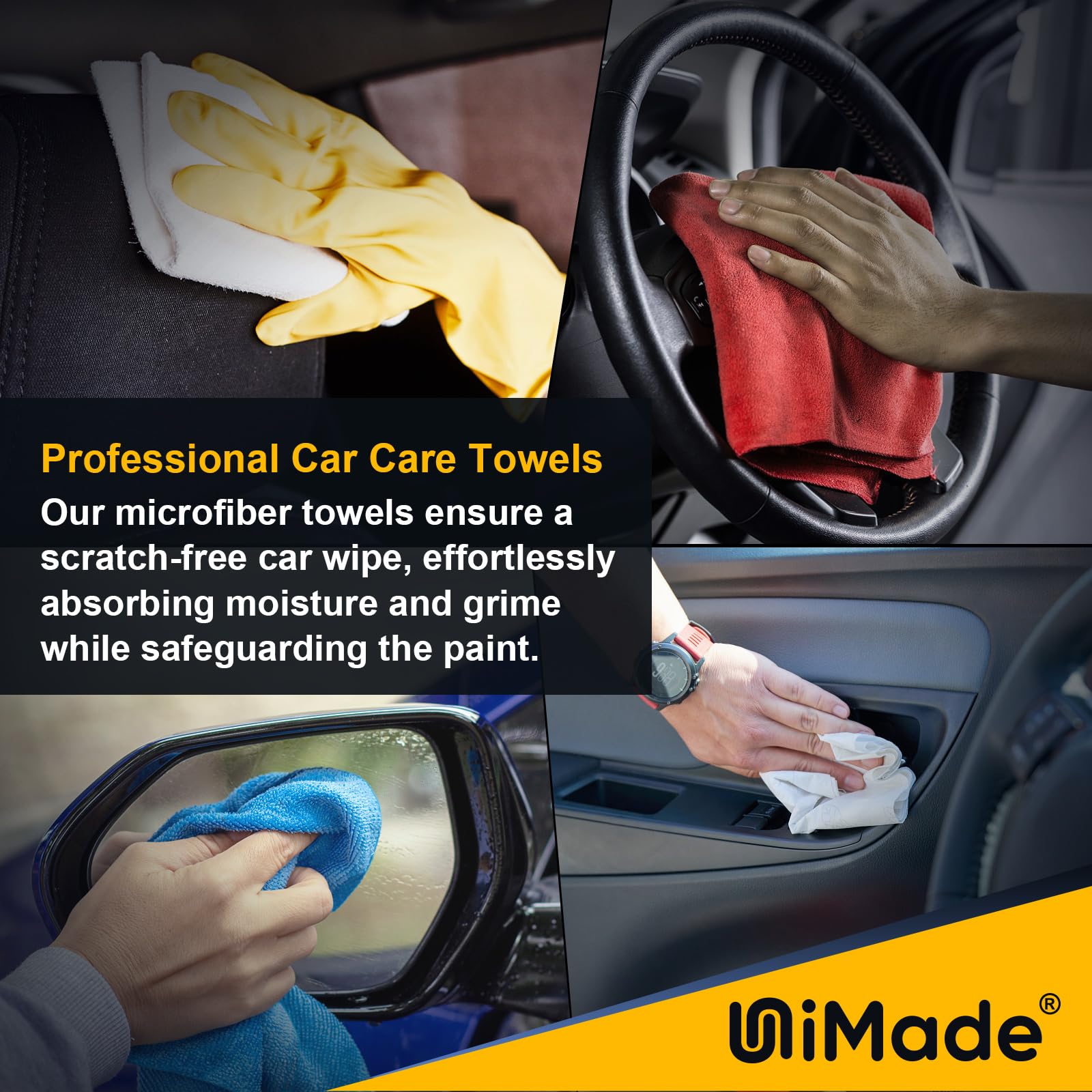 Unimade Shop Towels, 24 Pack Commercial Grade Shop Rags Microfiber Towels For Cars Cleaning Rags Bulk Cleaning Cloth For Automot