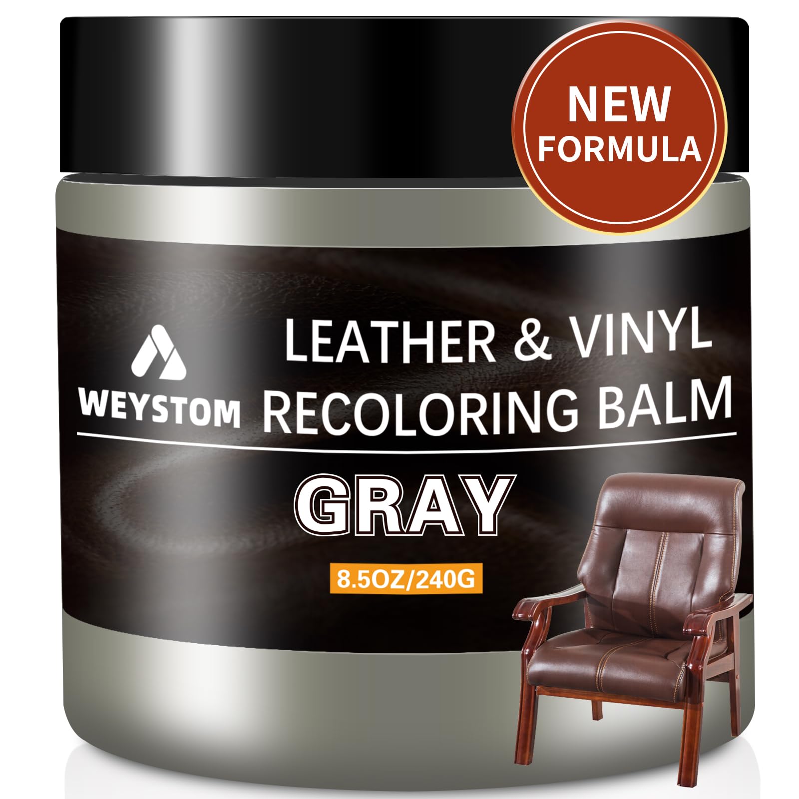 Weystom Leather Recoloring Balm - Grey Leather Repair Kit For Furniture, Leather Dye, Recolor, Renew, Repair & Restore Aged, Fad