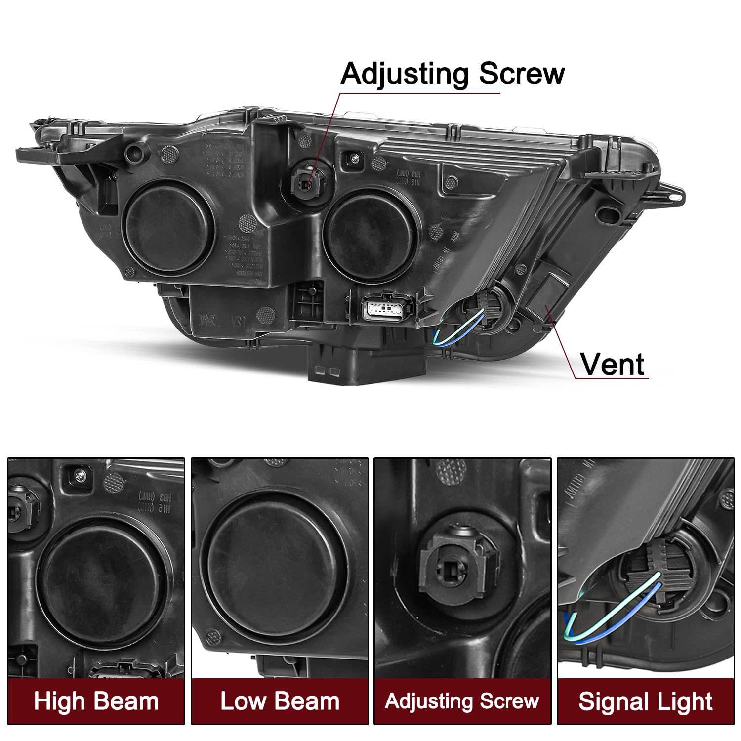 Jsboyat Headlights Fit For 2015 To 2018 Ford Edge Se/Sel/Sel Plus/Sport/Titanium Oem Projector Halogen Headlamp Assembly Left Driver&Right Passenger Side