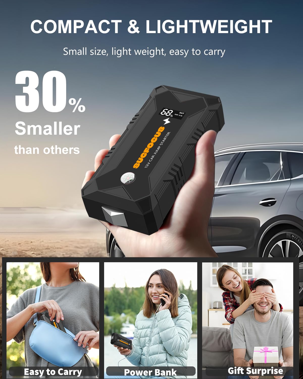 Jump Starter, 2500A Battery Jumper Starter Portable (For 8.0L Gas Or 6.5L Diesel Engine), Car Battery Jump Starter, Jump Box, Ju