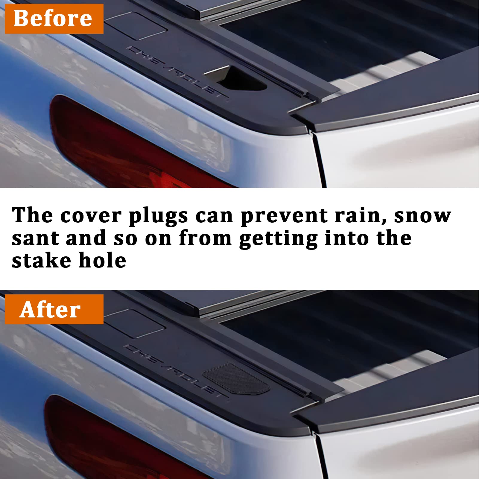 Bed Rail Stake Pocket Covers For Gmc Sierra 1500/Chevy Silverado 1500 2019-2023 2024 & Silverado/Sierra 2500/3500Hd 2020 2021 2022 2023 2024 Rear Truck Tonneau Covers Stake Holes Cap Plugs(2 Packs)