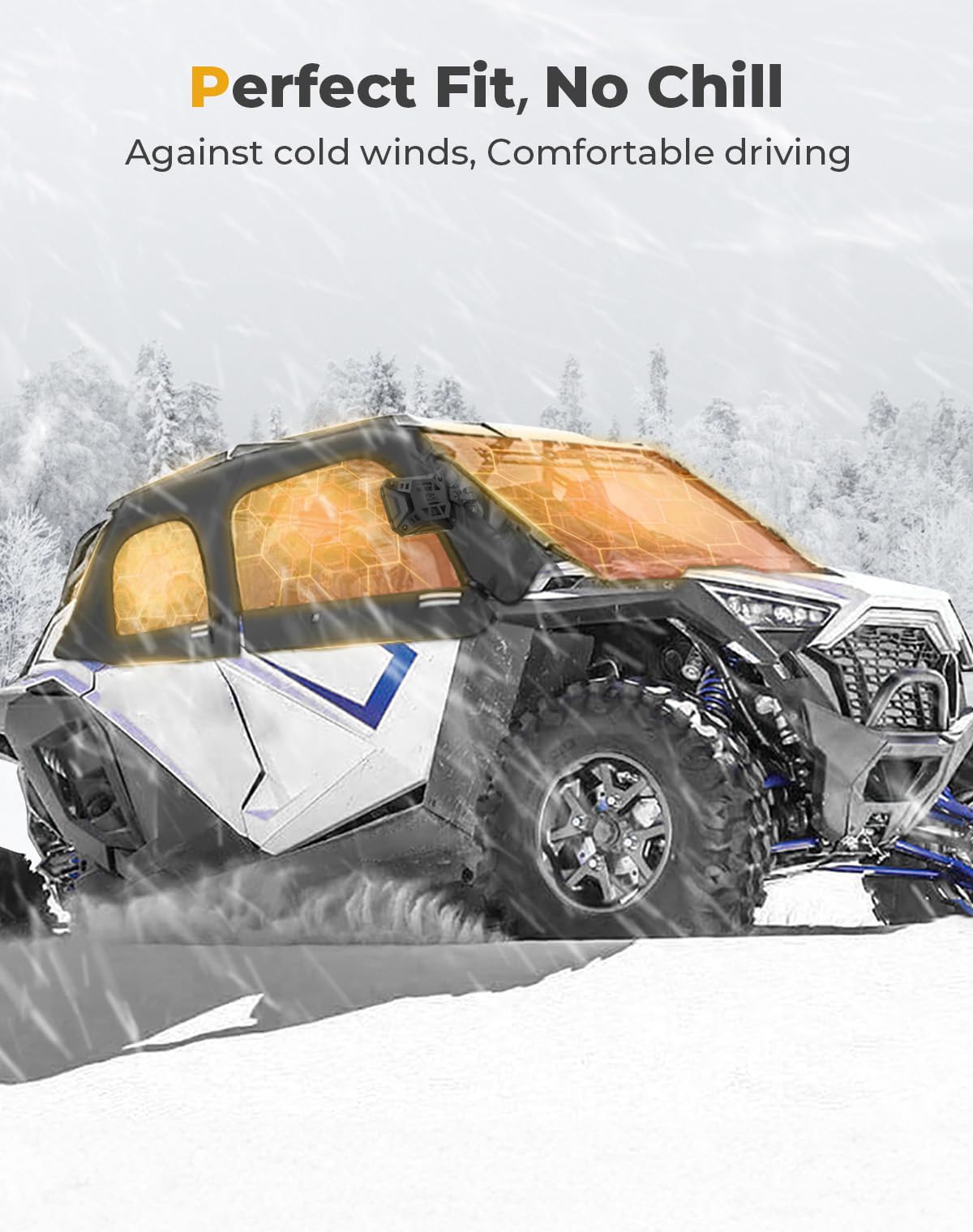 KEMIMOTO PRO XP4 Cab Enclosure Upper Doors, Upgraded Zipper UTV Soft Side Window Kit Replace 2884665 Compatible with 2020-2024 P