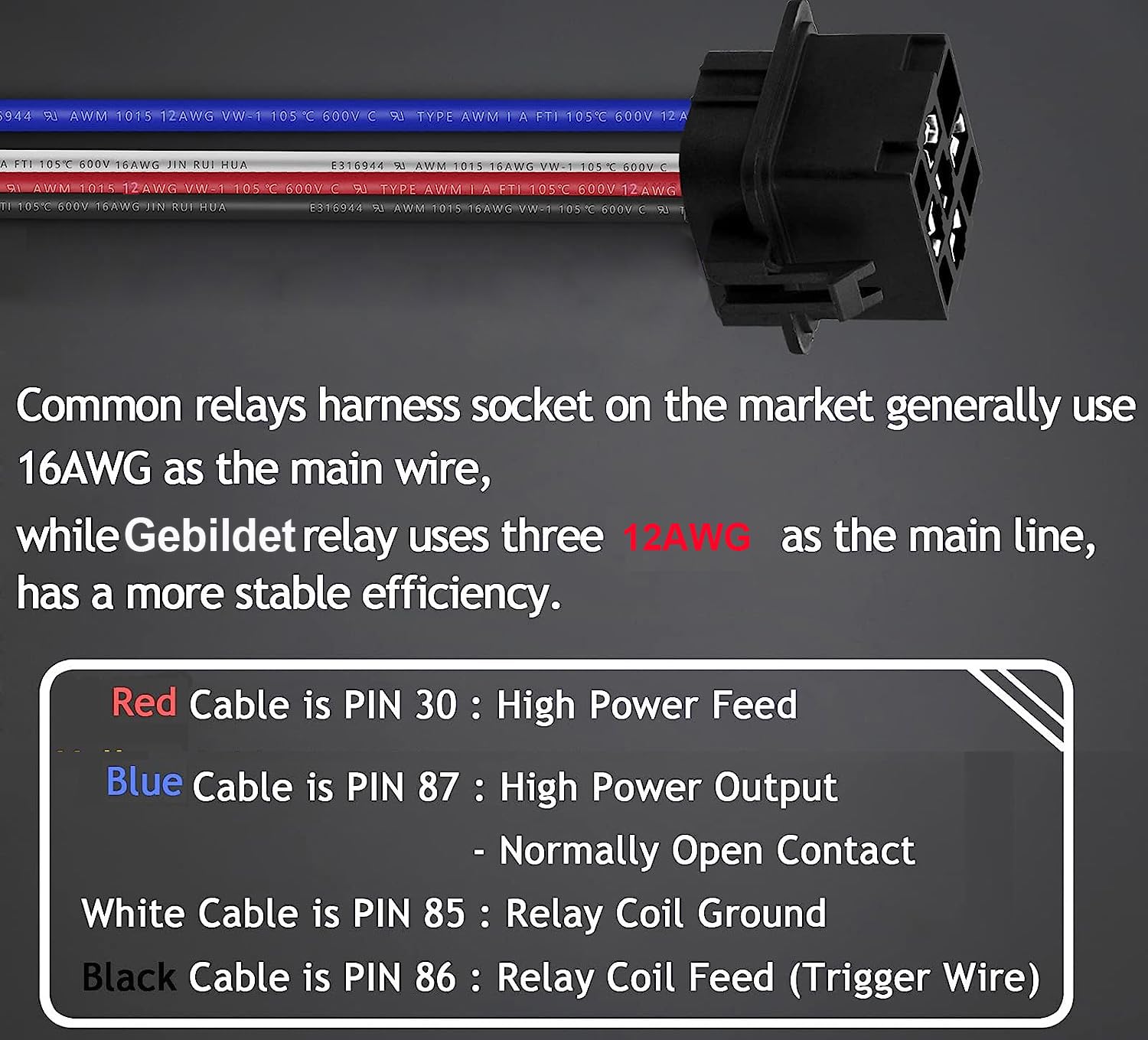 Gebildet 2 Pieces 40/30 Amp Waterproof Relay Switch 12Awg Harness Set - 12V Dc 4-Pin Spst Automotive Relays Hot Wires
