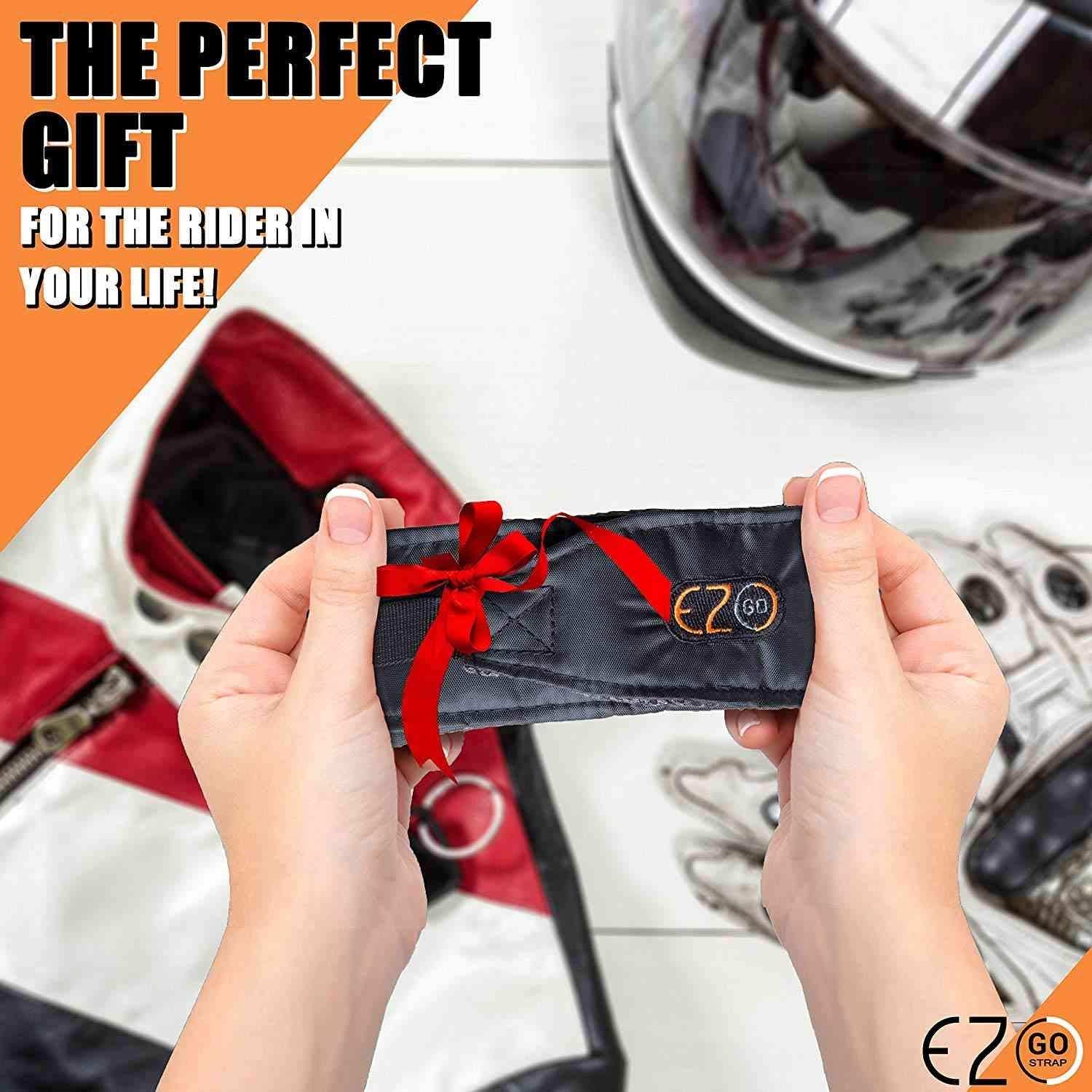 Motorcycle Helmet Carrier Strap - Hands-Free, Motorbike Accessory. Convenient, Lightweight And Comfortable Alternative To Helmet Bag. A Perfect Biker Gift For Men And Women. By Ez-Go (Black Strap)