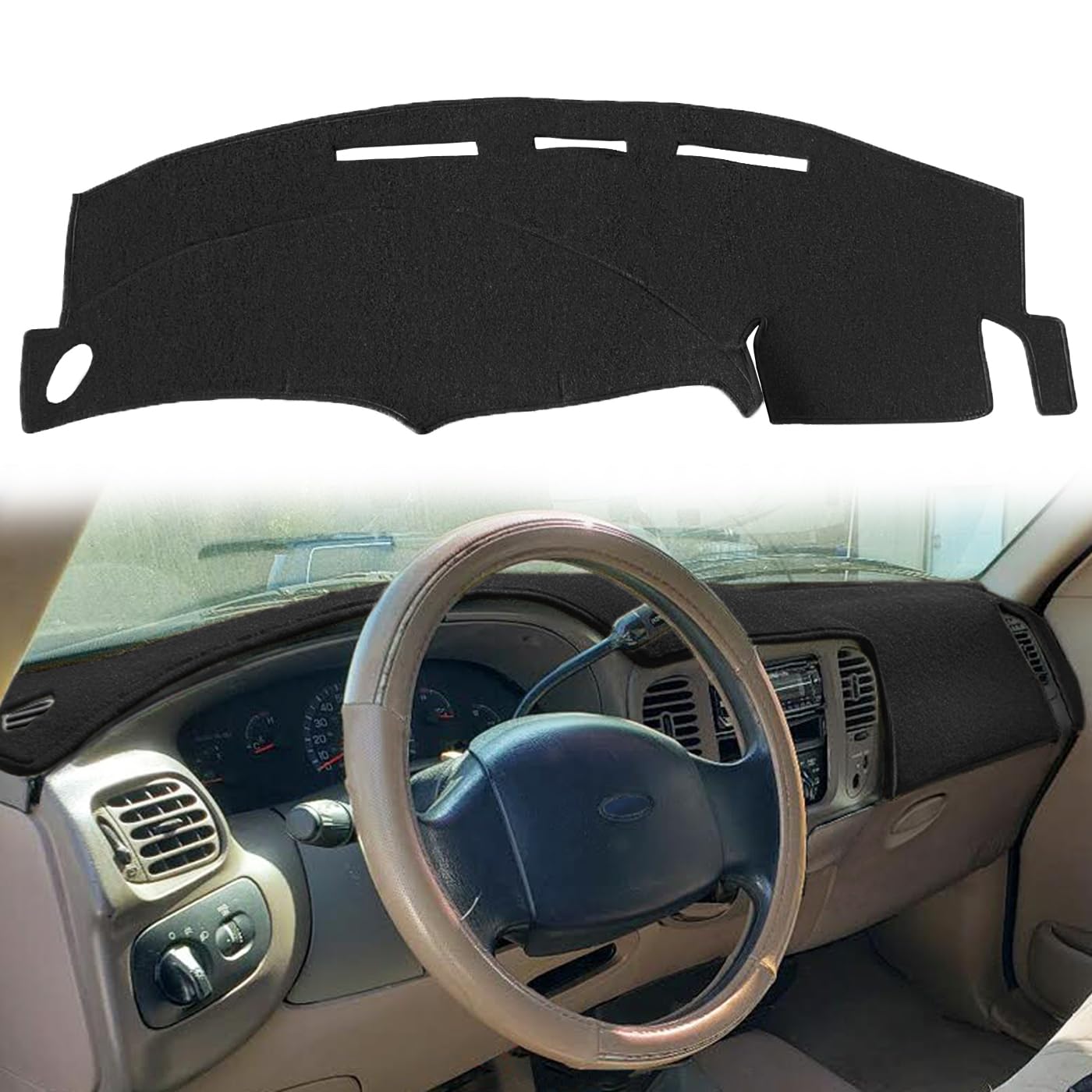 Yiz Dash Cover Mat Custom Fit For Ford F150 F250 Expedition F150 Heritage 1997 1998 1999 2000 2001 2002 2003 W/O Climate Sensor