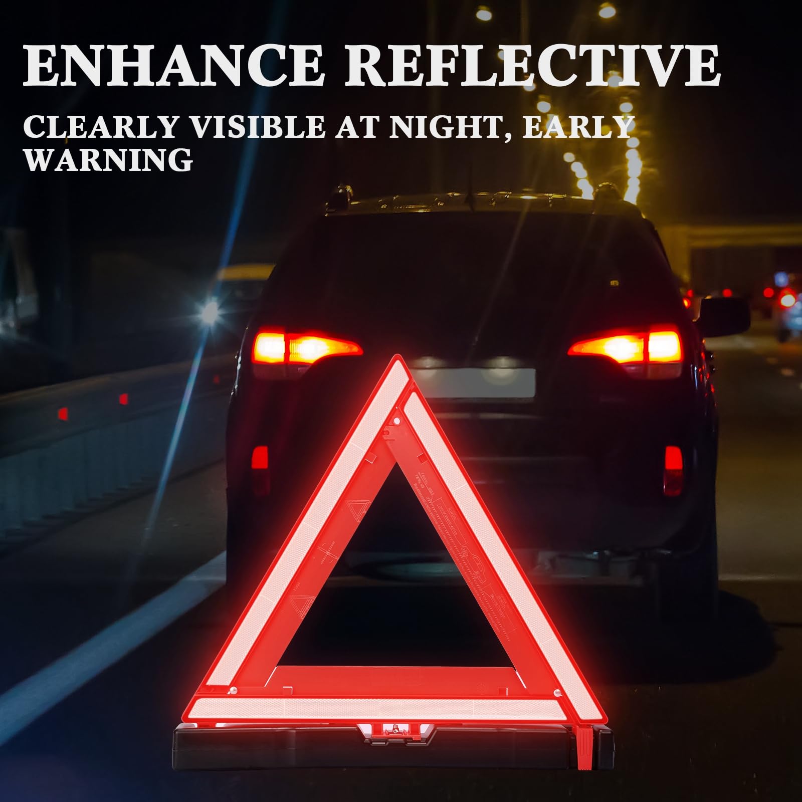 Kanayu Warning Triangle Dot Approved Foldable Emergency Safety Warning Triangles Reflective Road Safety Triangle With Carrying Case Heavy Base Roadside Safety Warning Sign For Car Truck (24 Pcs)