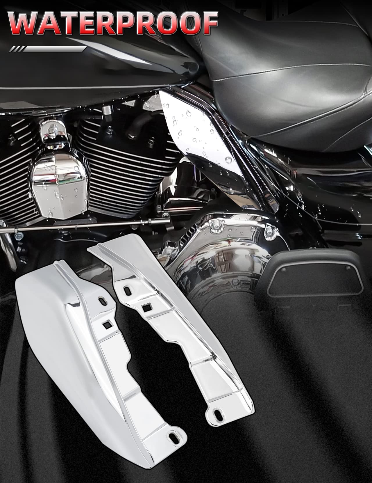 Amazicha Chrome Mid Frame Air Deflector Compatible For Harley Davidson Touring Electra Glide/Street Glide/Road Glide/Tri Glide/Road King 2009-2024 Models Without Cool Flow Fan