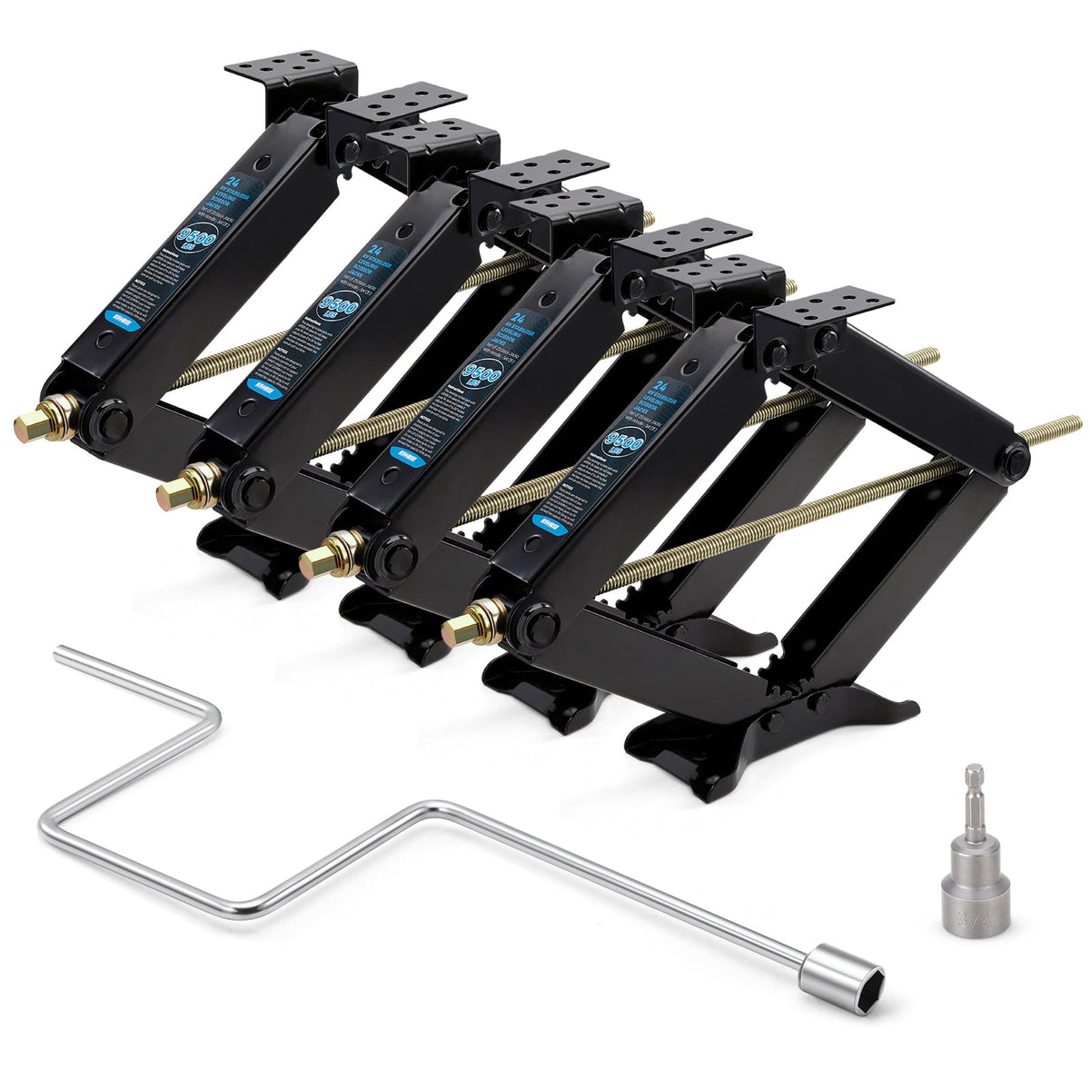Kohree 9500Lbs Rv Stabilizer Jacks For Rv Travel Trailer Camper, Set Of 4, Heavy Duty Scissor Jacks Kit With Crank Handle And Dr