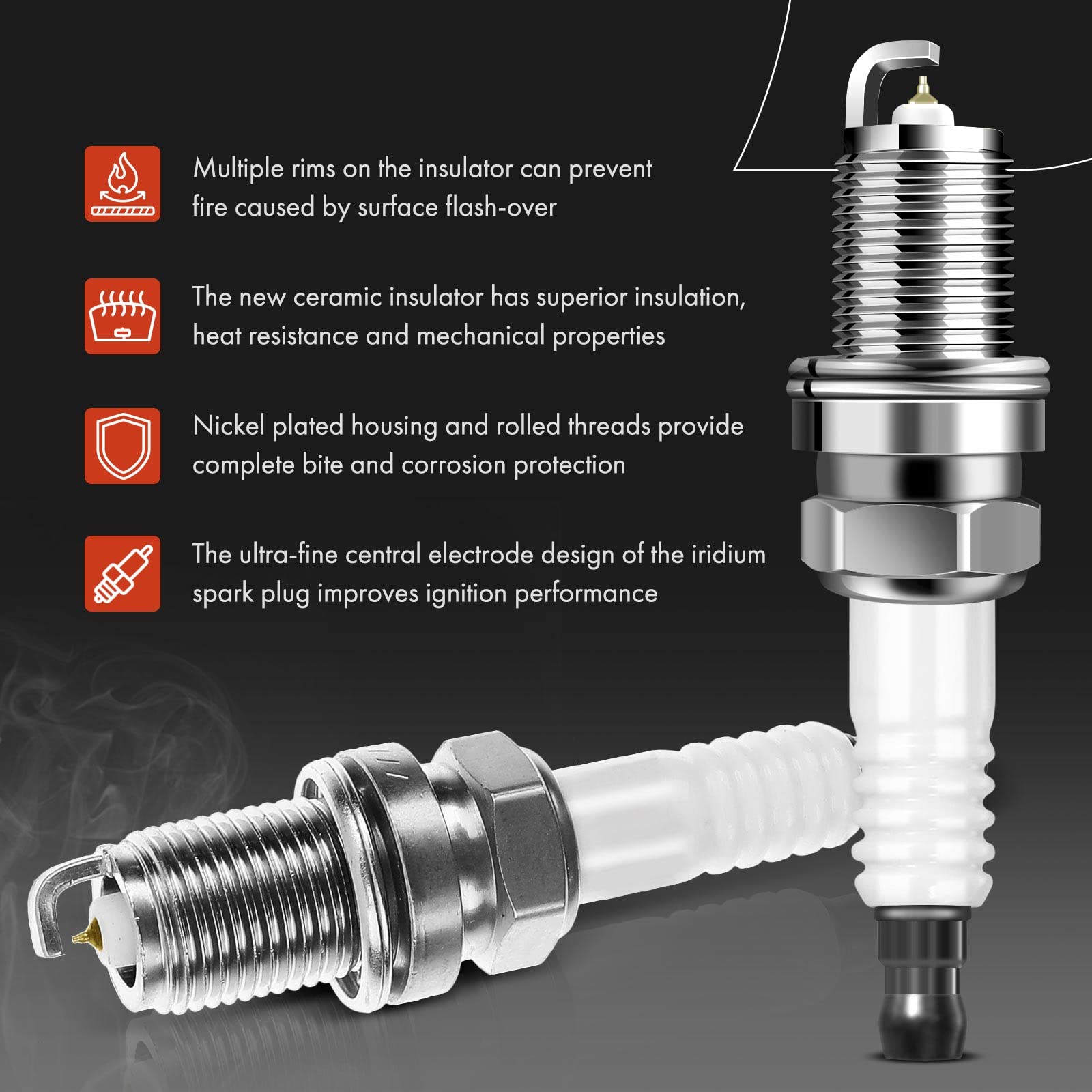 A-Premium Set Of 4 Ignition Coil Pack And Iridium Spark Plugs Compatible With Toyota Corolla 1999-2008, Matrix 2003-2008 & Chevr