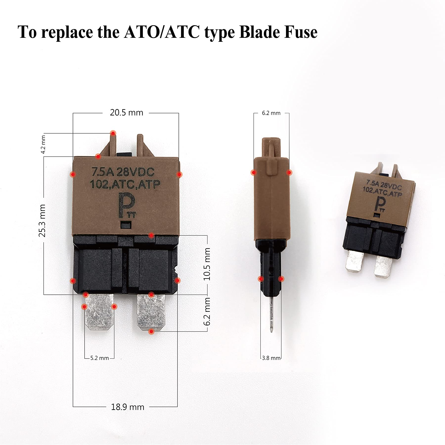 Parts Ptt Automotive Atc/Ato Circuit Breakers T3, Manual-Reset (5Pcs) (7.5A)