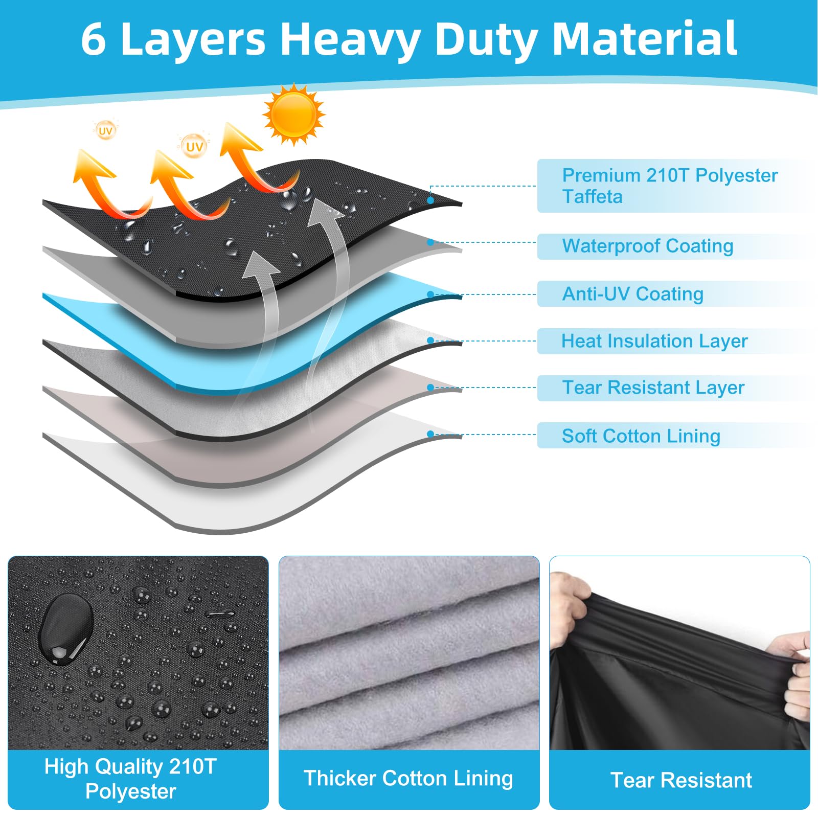 Motorcycle Cover Waterproof for Trike Models Freewheeler/CVO Version/Tri Glide Ultra/Gold Wing Trike, Heavy Duty Sun Rain Outdoo