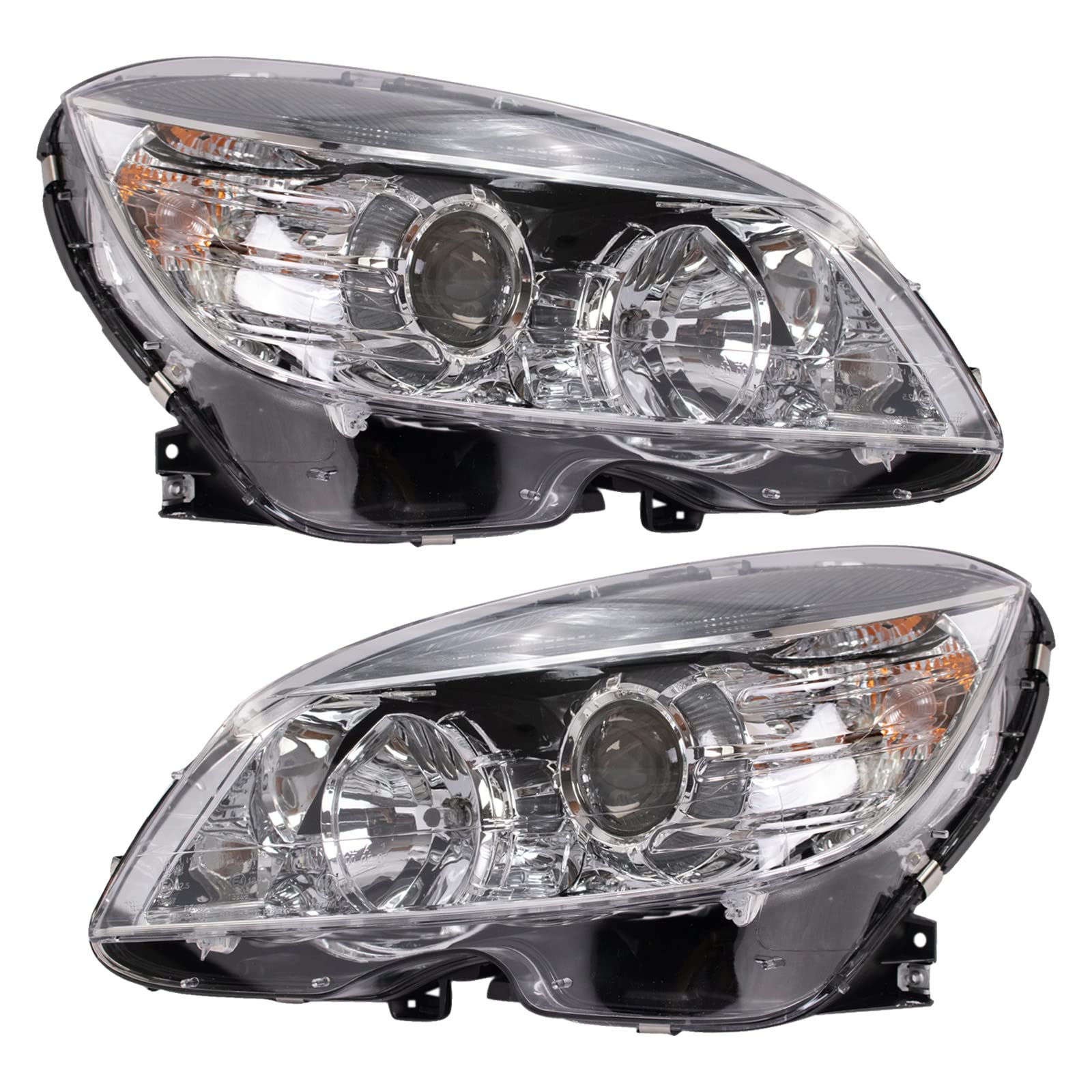 Trq Driver & Passenger Side Headlight Assembly Set Headlights Driver & Passenger Side Compatible With 2008-2011 Mercedes-Benz C3