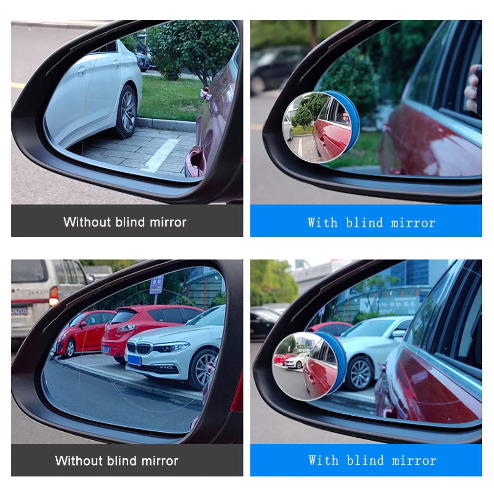 Esreake 2Pcs Small Blind Spot Mirror,2' Round Hd Glass Convex Rear View Mirror,Strong Adhesive Mirror For Car, Van, Suv And Trucks (2'(50Mm), Frameless)