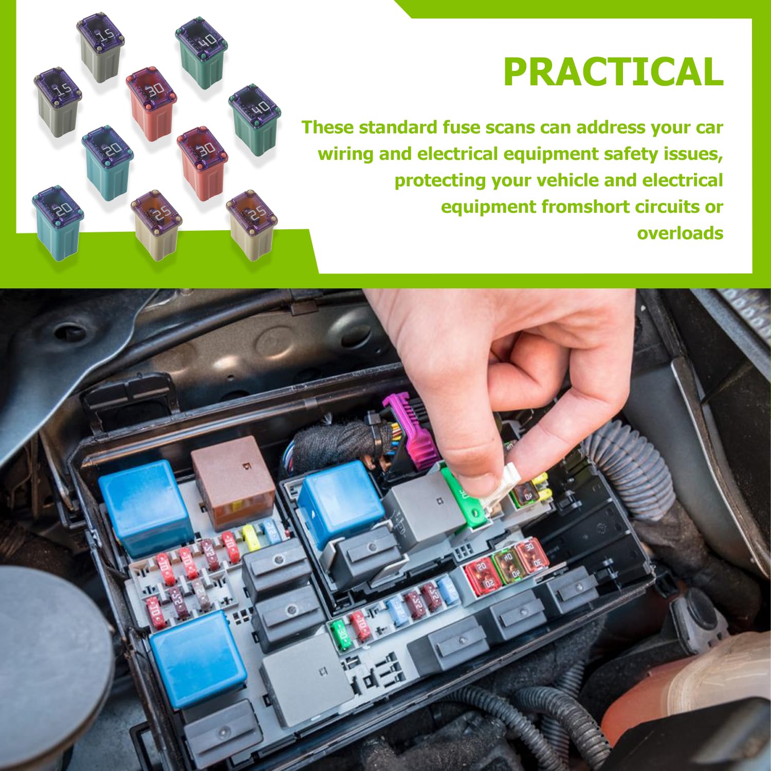 EPLZON 15A 20A 25A 30A 40A 32V FMM MCASE Micro Cartridge Fuses Low-Profile Fuses Kit(Pack of 10pcs)