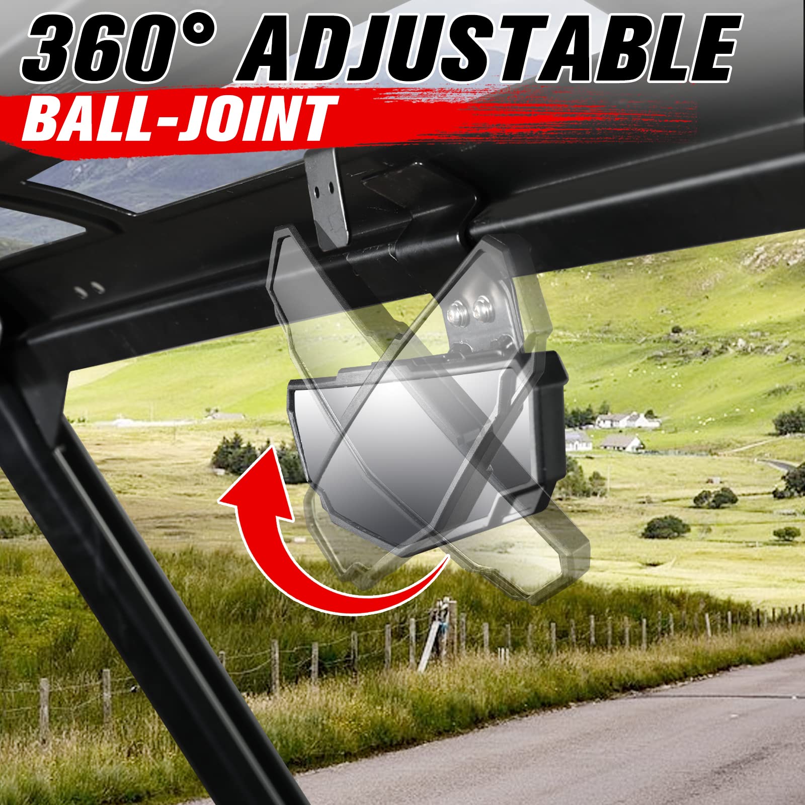 A & Utv Pro Rear View Mirror & Side Mirrors Kit For 2016-2024 Can-Am Defender Hd5 Hd8 Hd9 Hd10 Accessories, Adjustable Convex Br